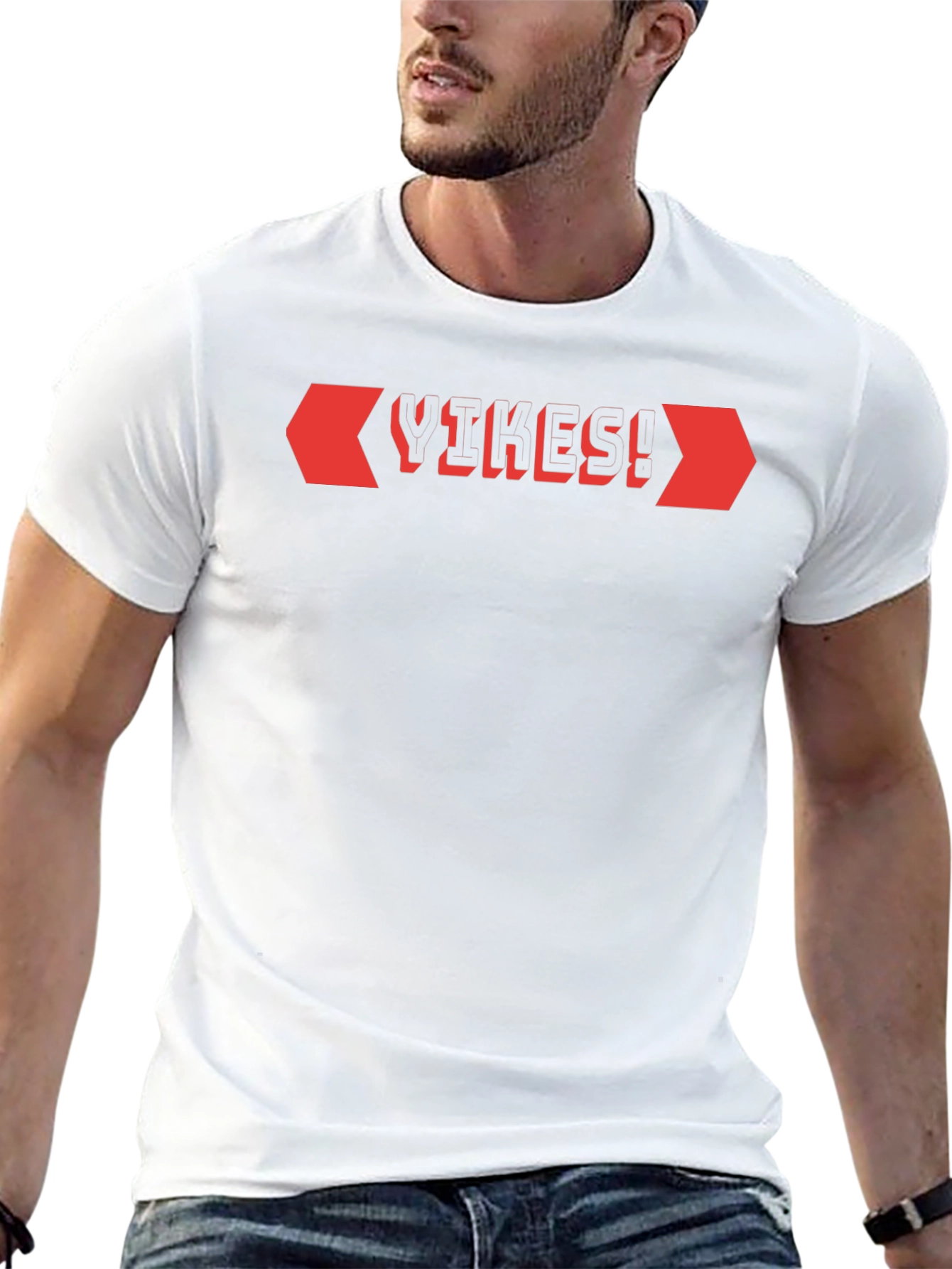 Black T-Shirt with Red Geometric Design