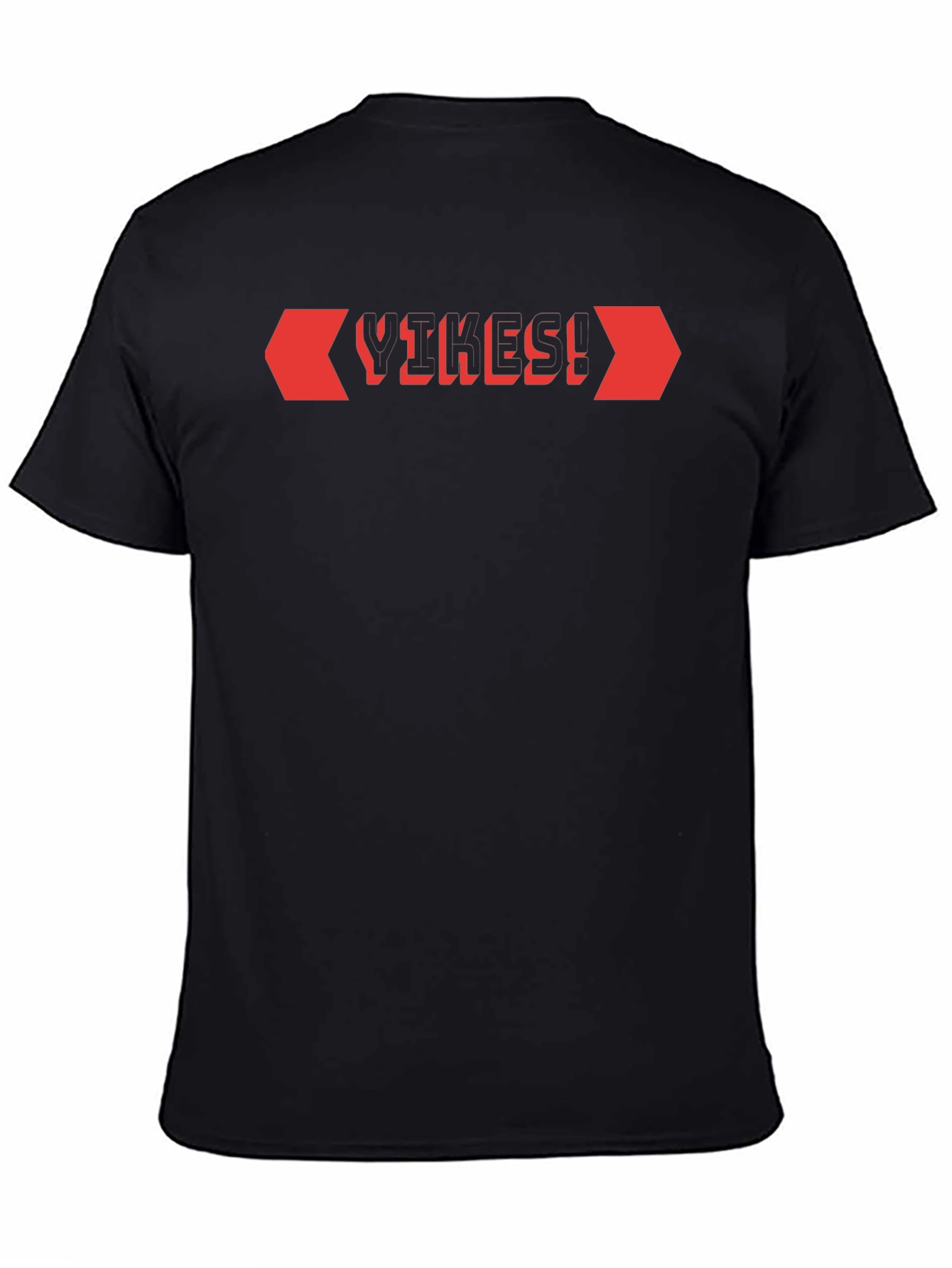 Black T-Shirt with Red Geometric Design