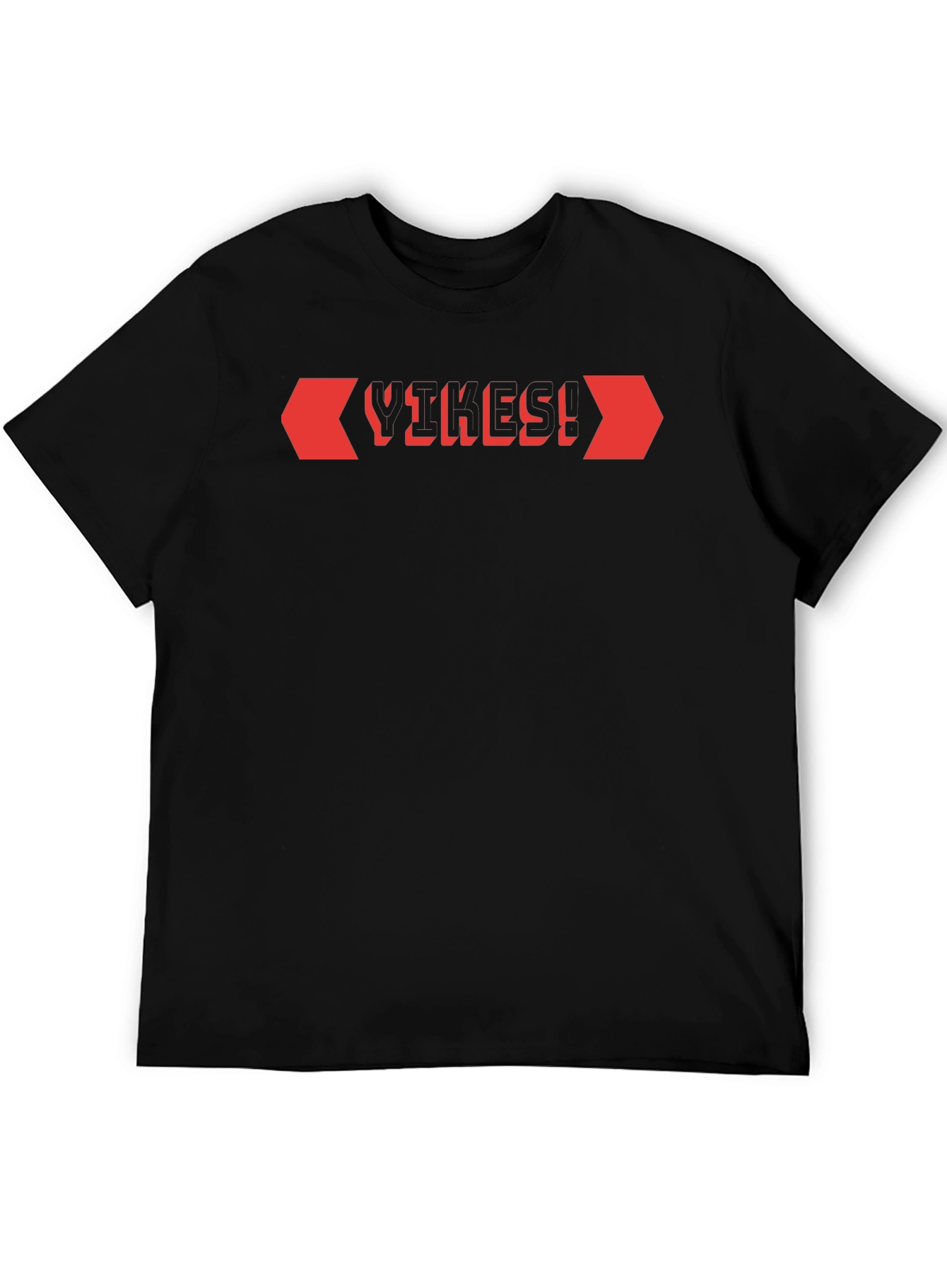 Black T-Shirt with Red Geometric Design