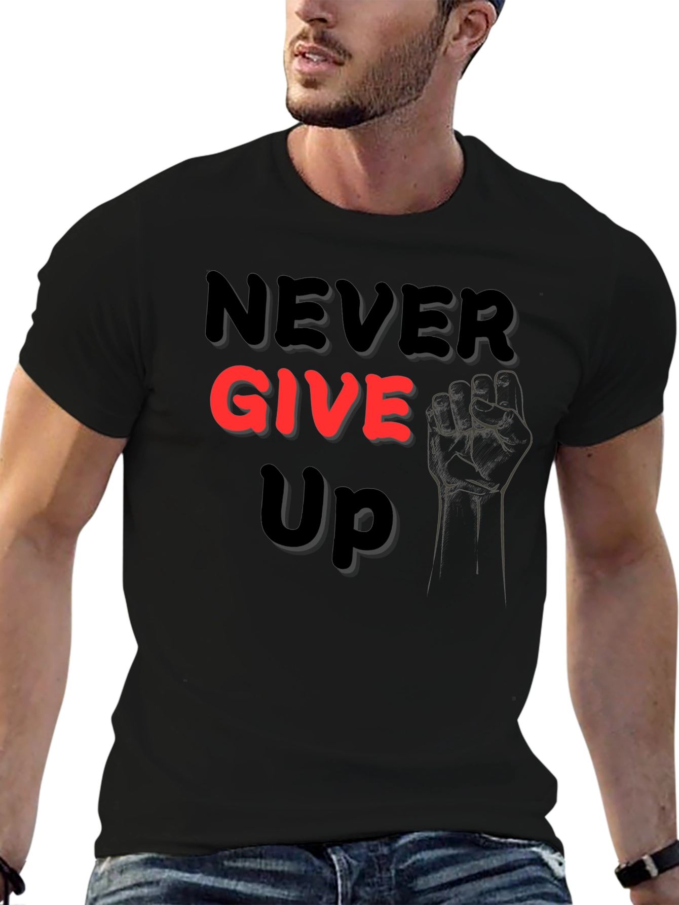 Never Give Up Graphic Tee - Motivational Shirt