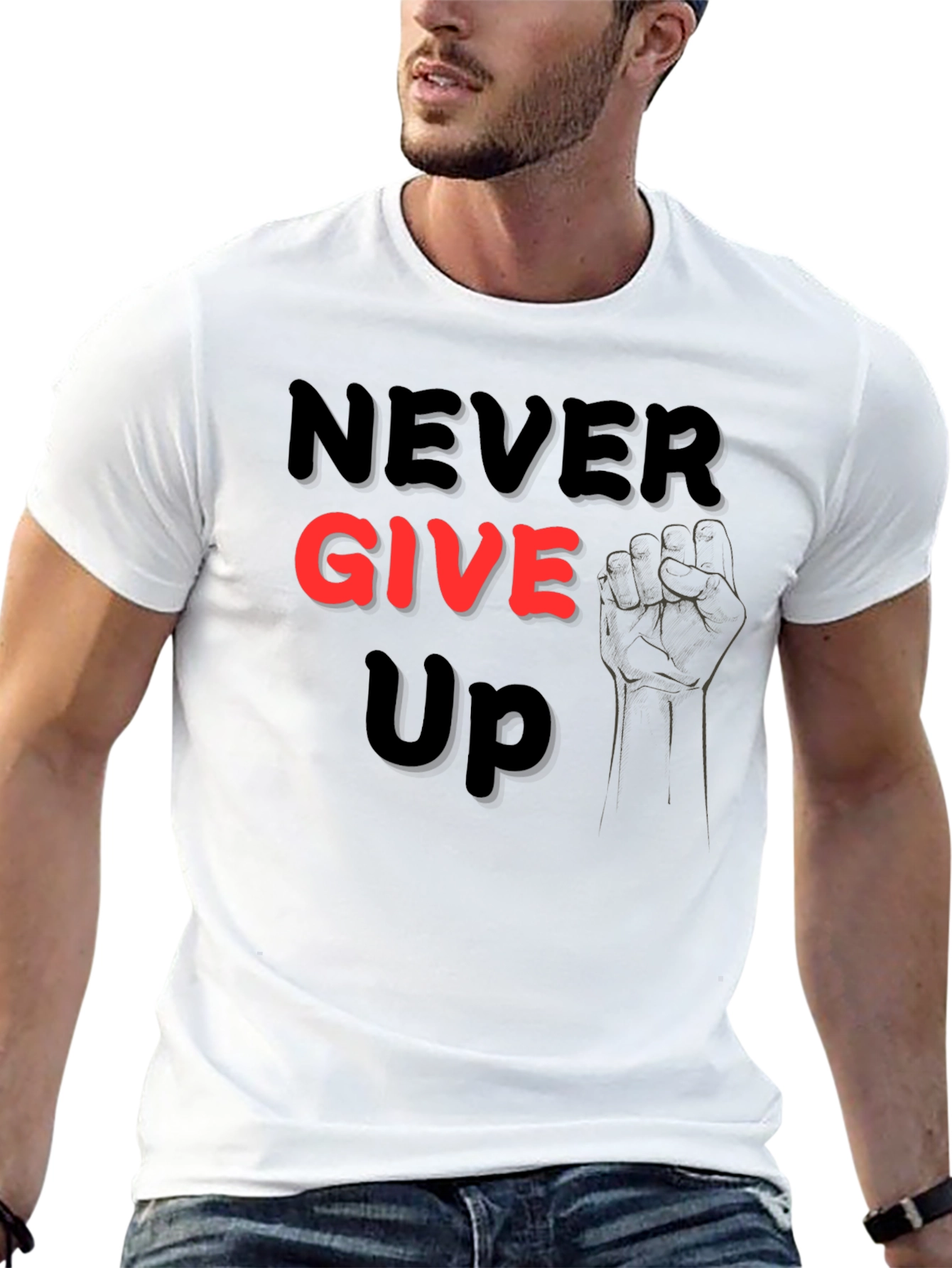 Never Give Up Graphic Tee - Motivational Shirt