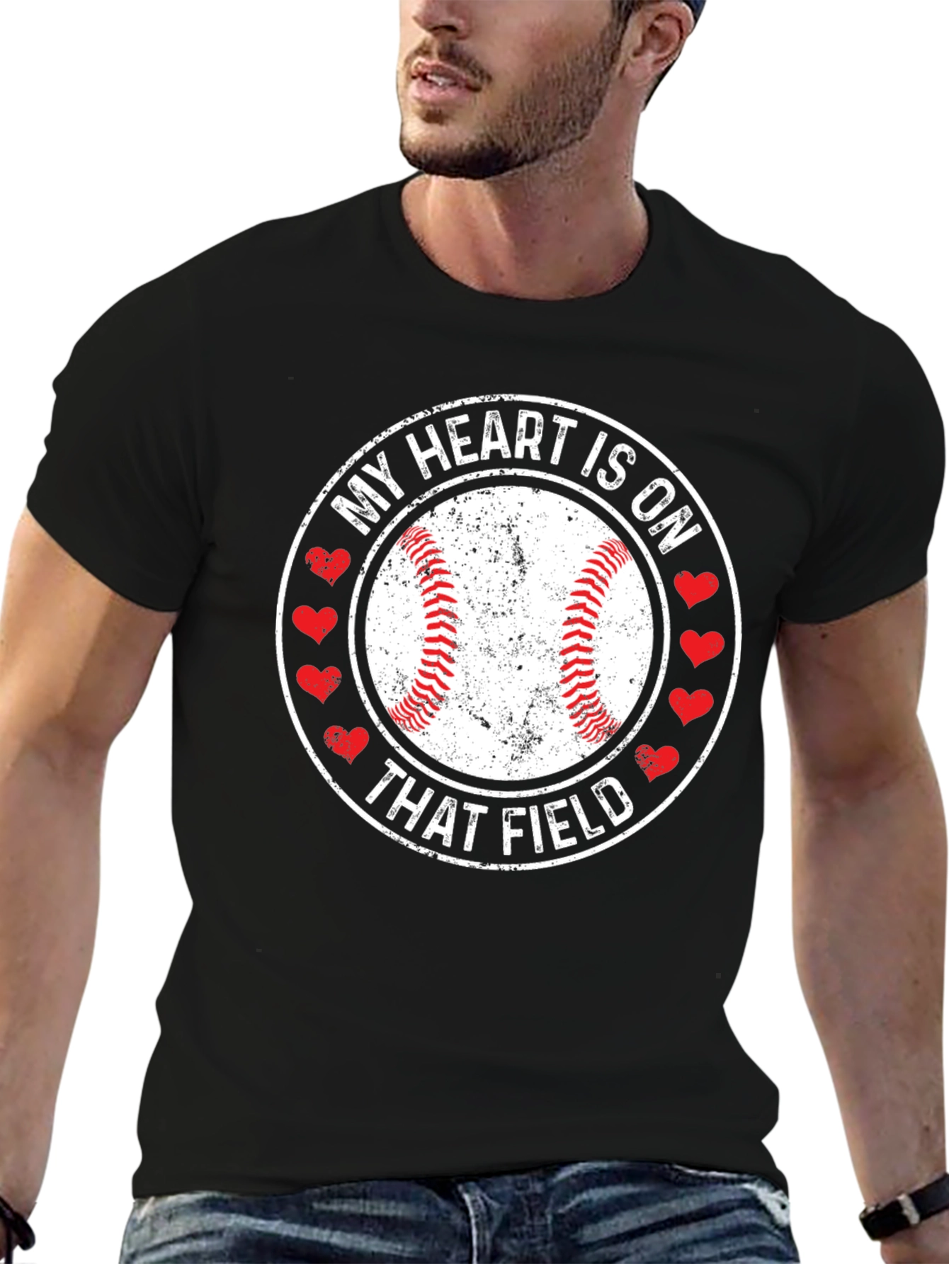 Baseball Heart on Field Graphic T-Shirt