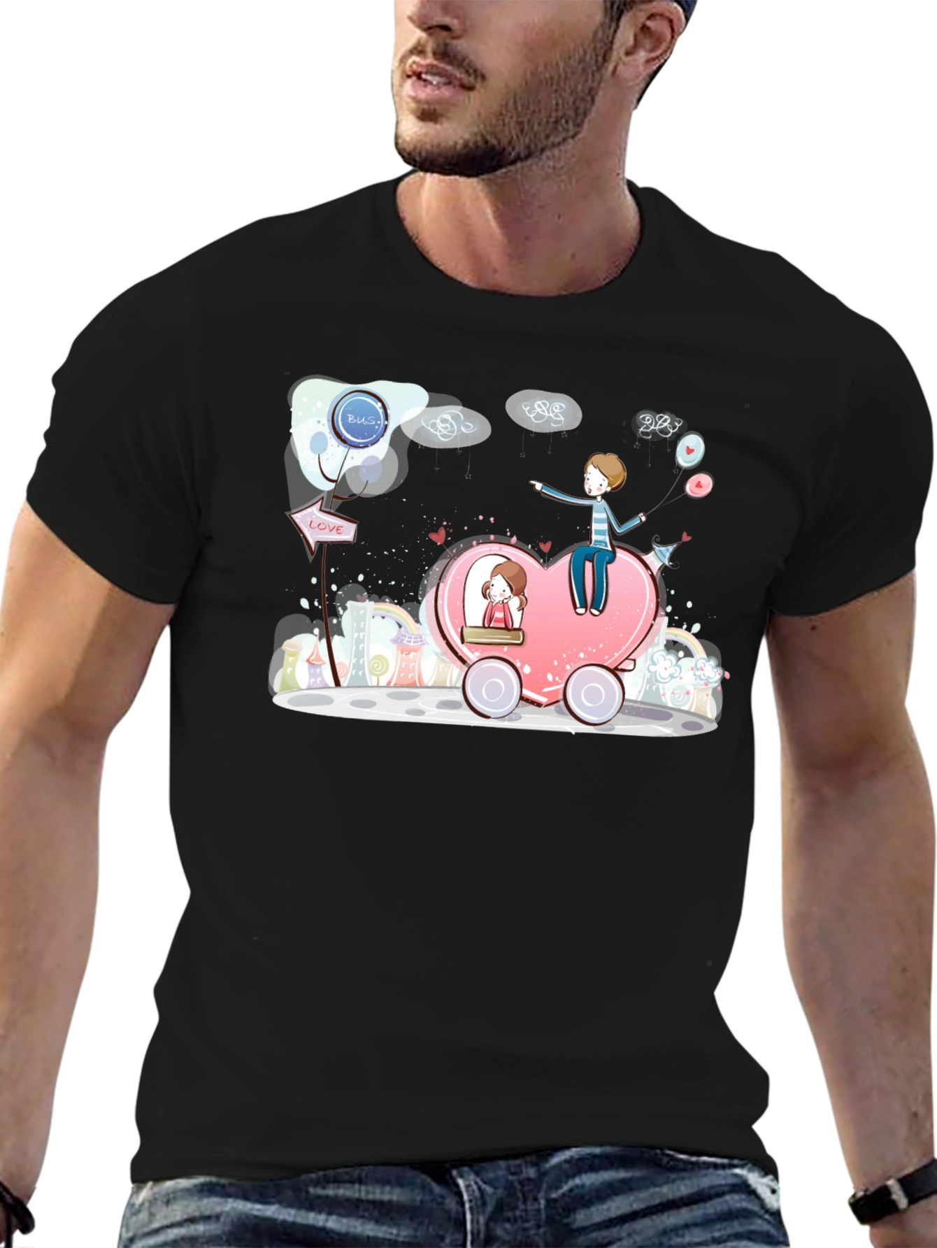 Heart Bus Love Graphic T-Shirt