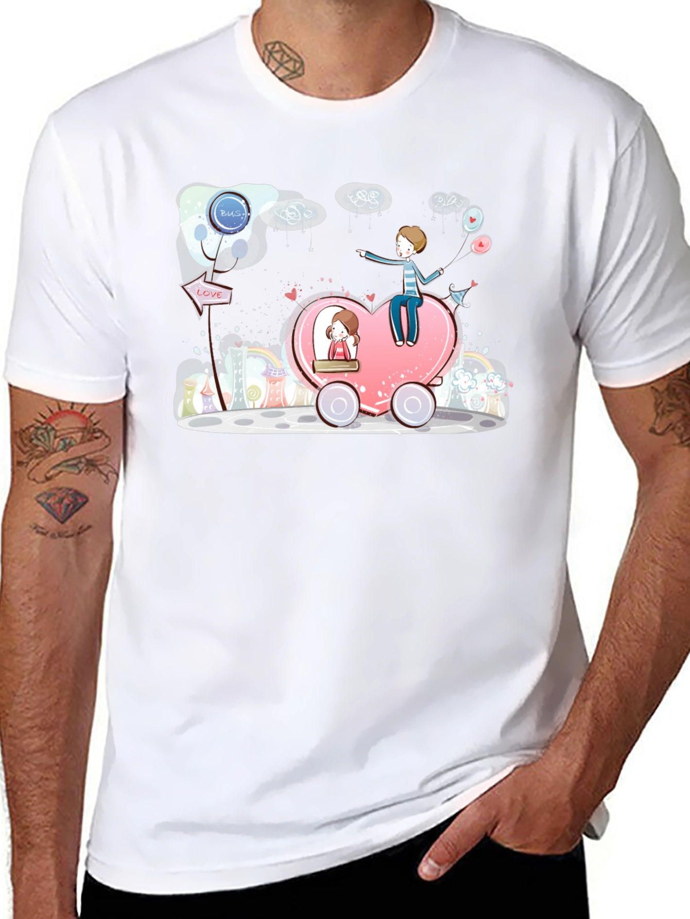 Heart Bus Love Graphic T-Shirt