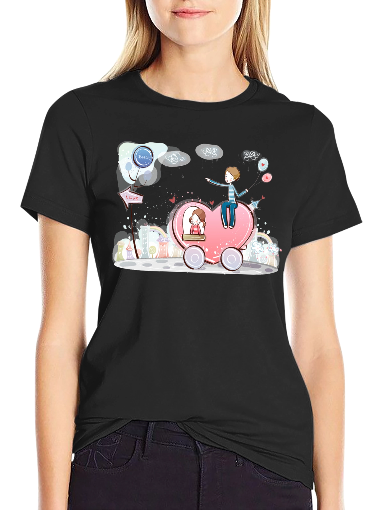 Heart Bus Love Graphic T-Shirt