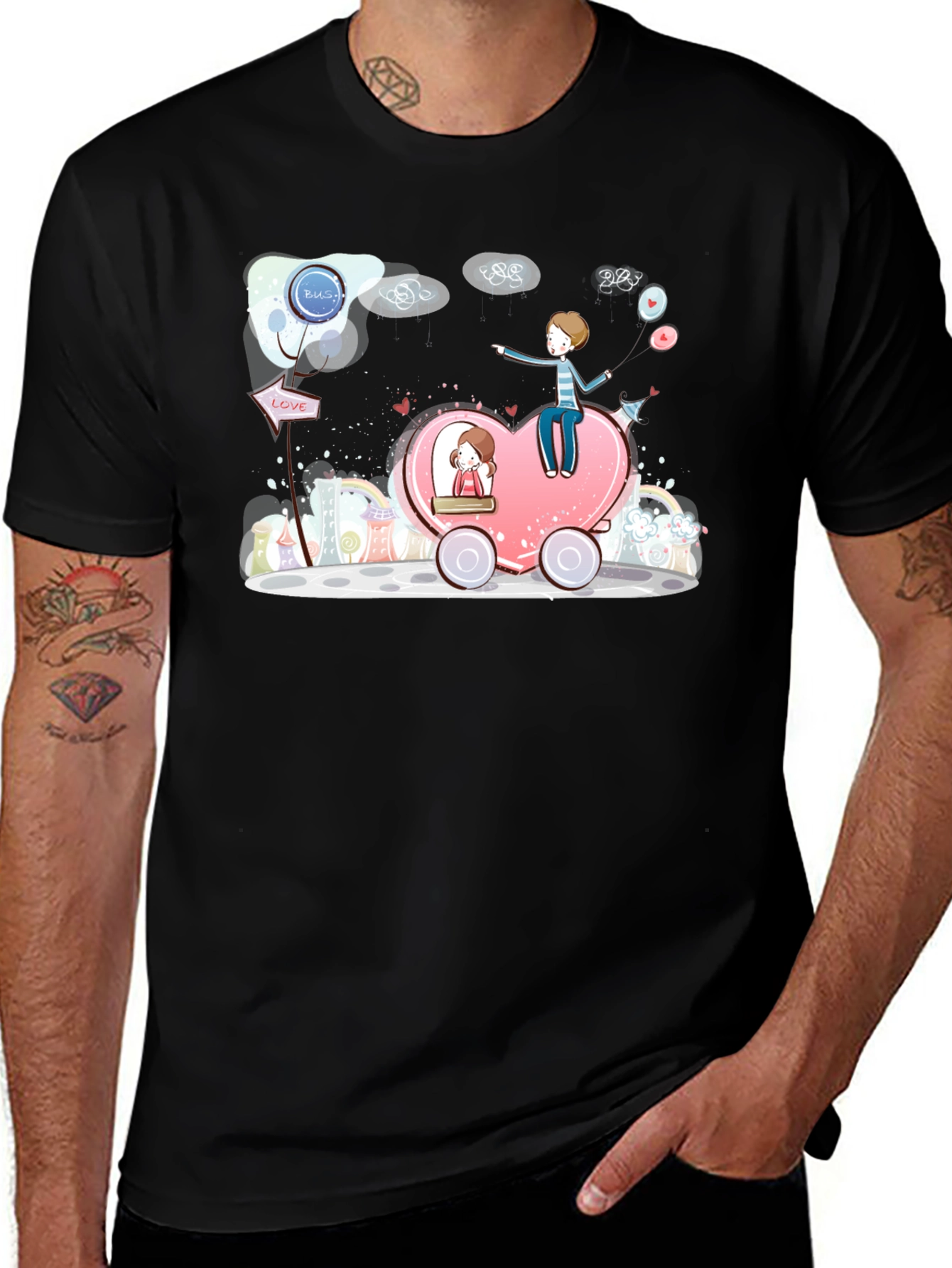 Heart Bus Love Graphic T-Shirt