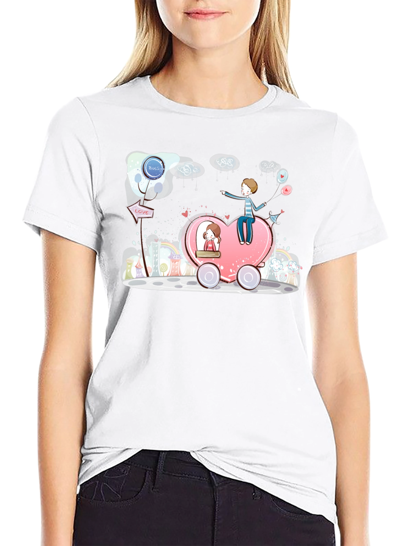 Heart Bus Love Graphic T-Shirt