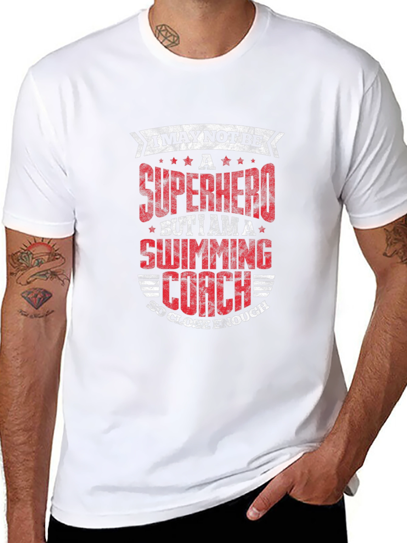 Superhero Swimming Coach Black T-Shirt