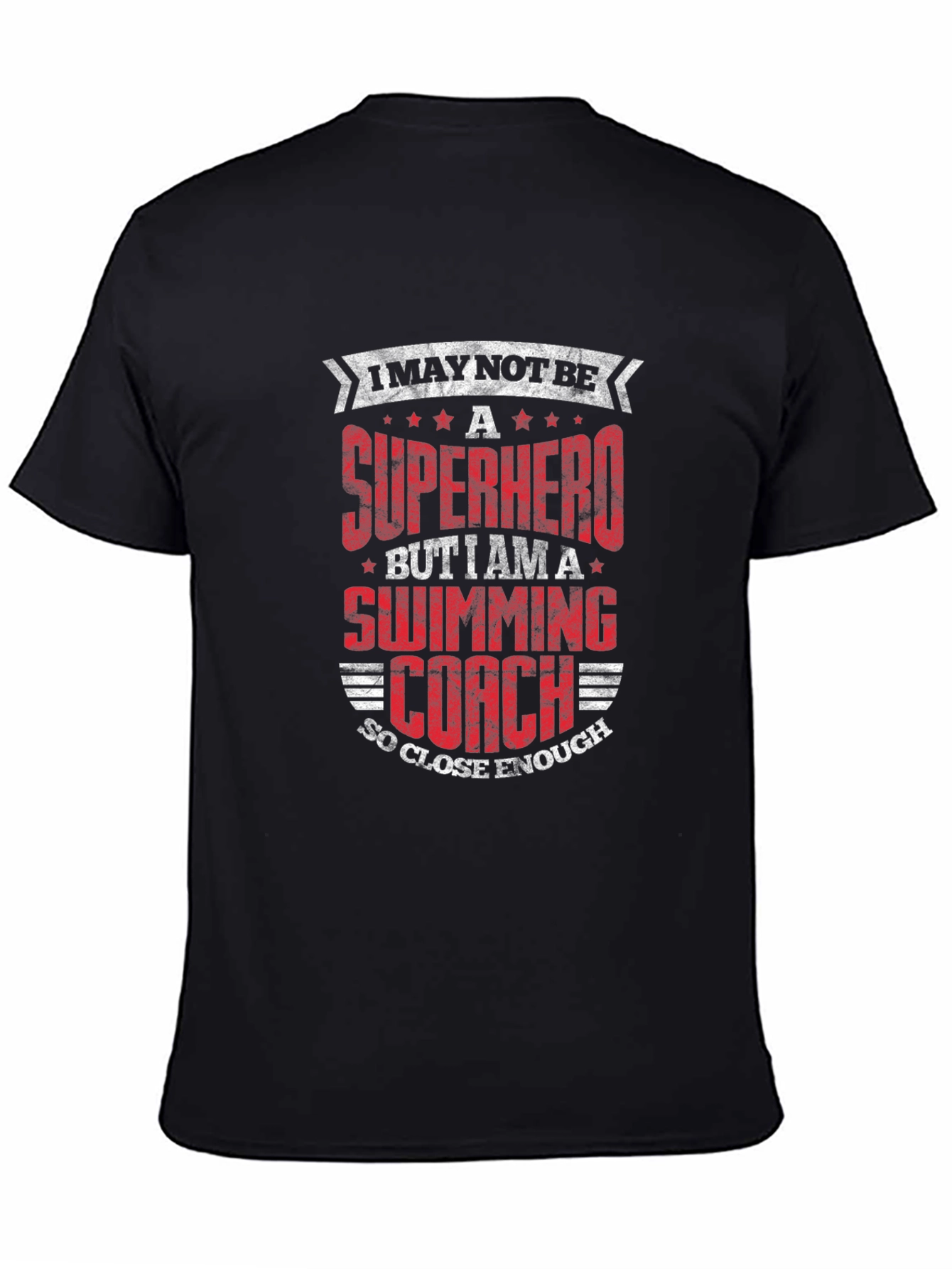 Superhero Swimming Coach Black T-Shirt