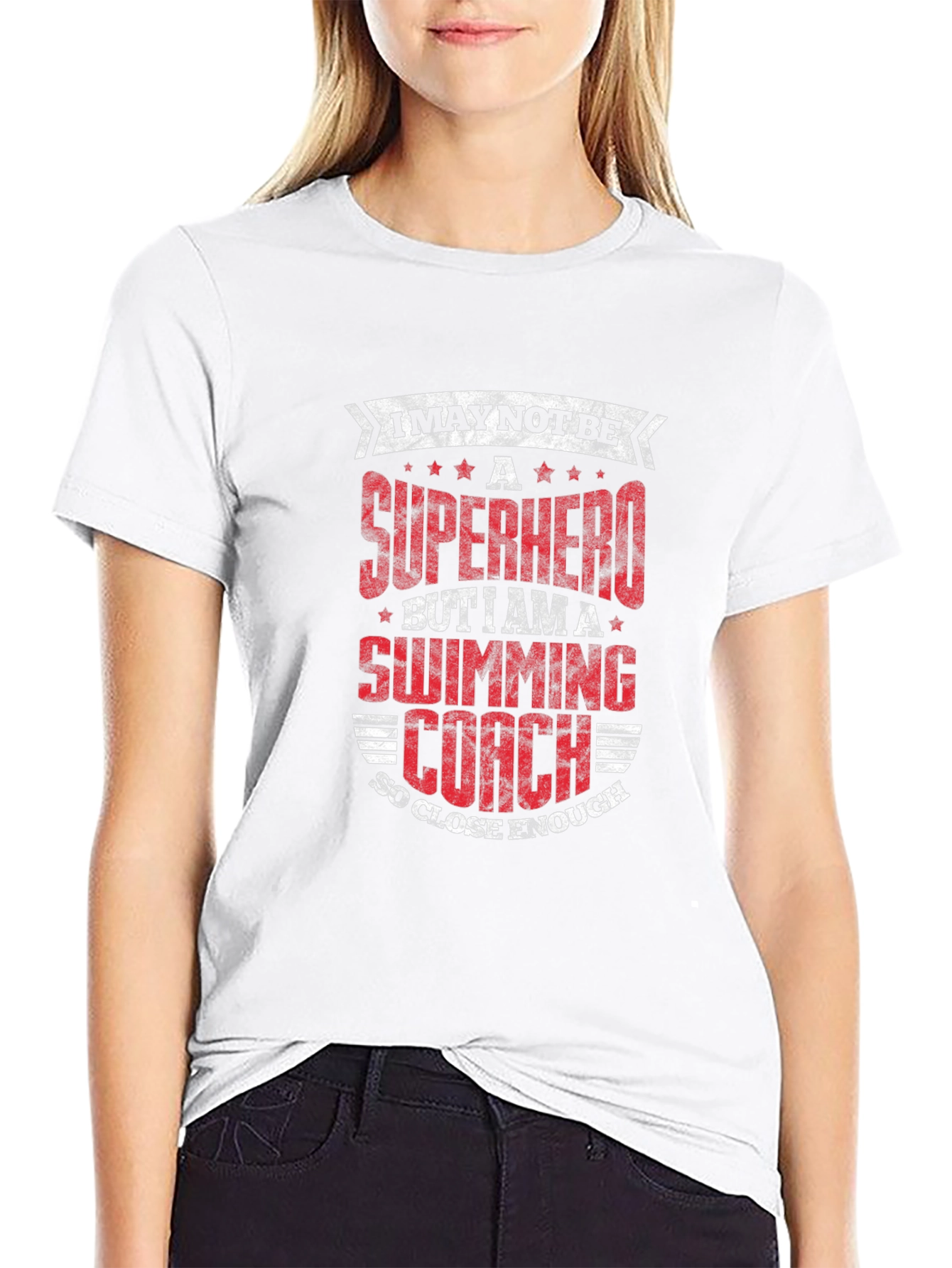 Superhero Swimming Coach Black T-Shirt