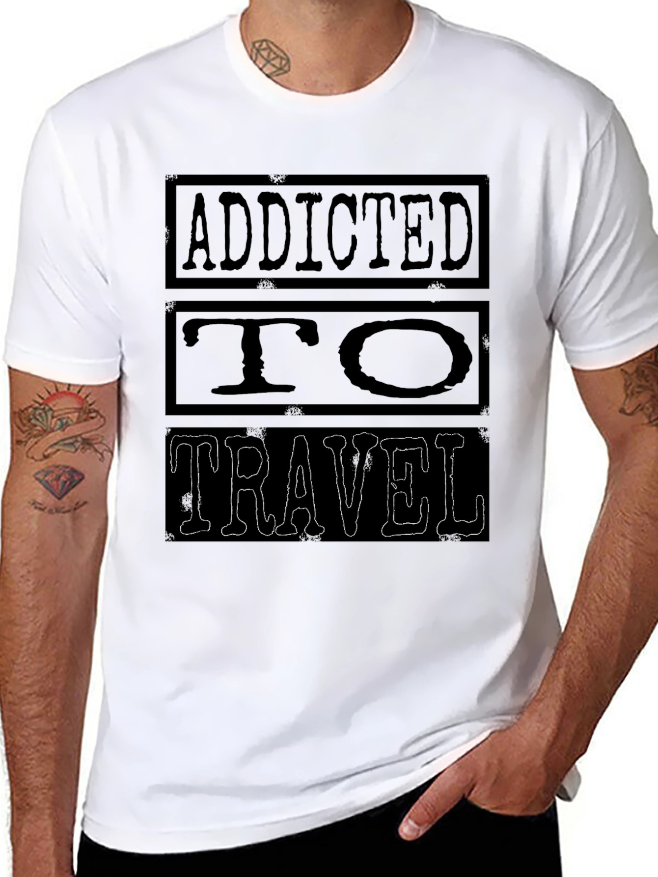 Addicted to Travel Graphic Black T-Shirt