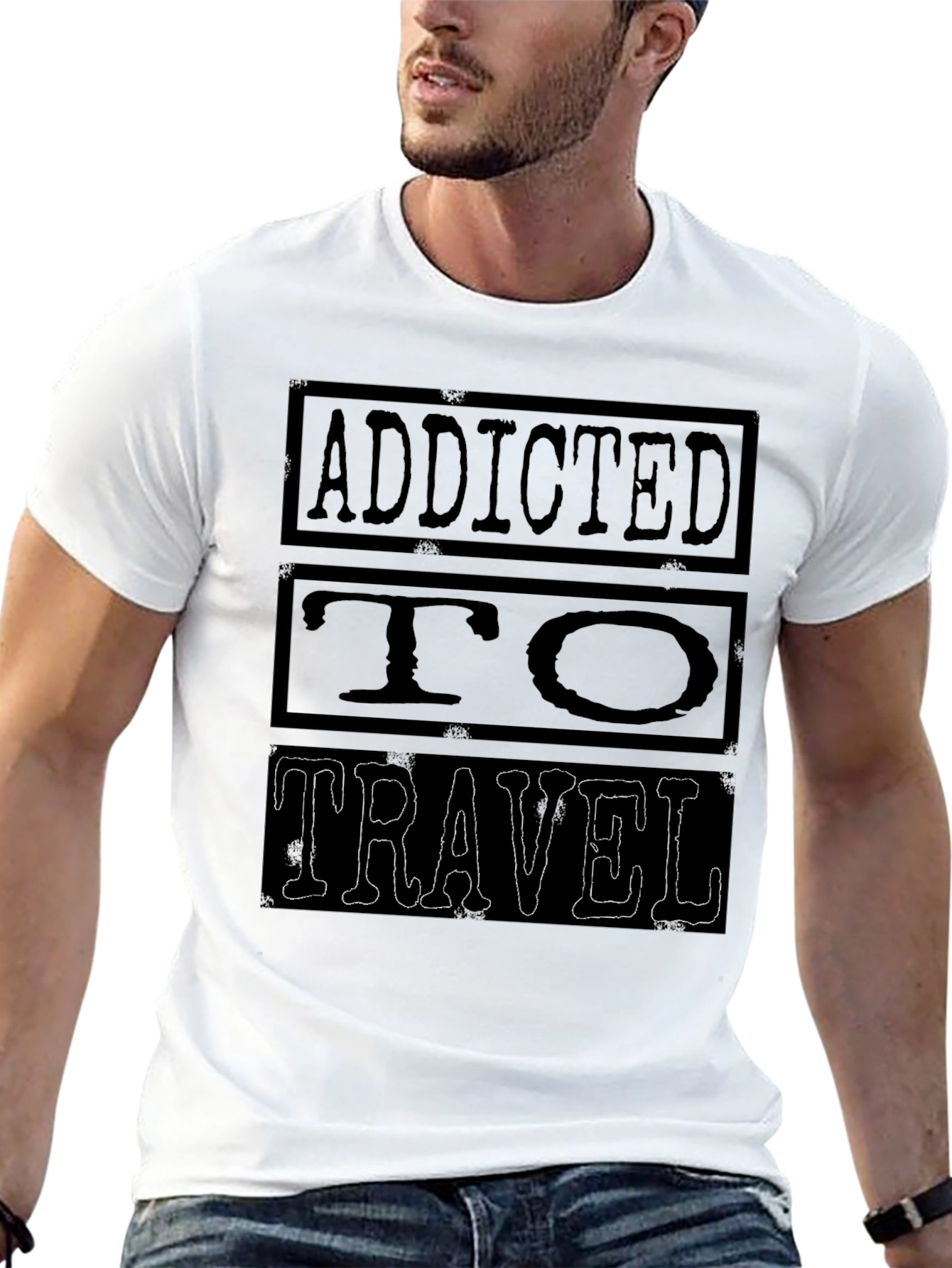Addicted to Travel Graphic Black T-Shirt