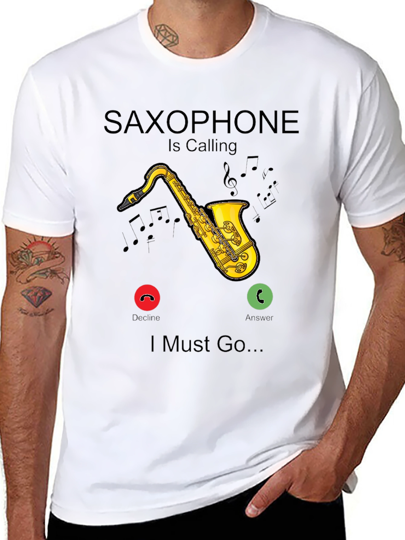 Saxophone Calling Black T-Shirt