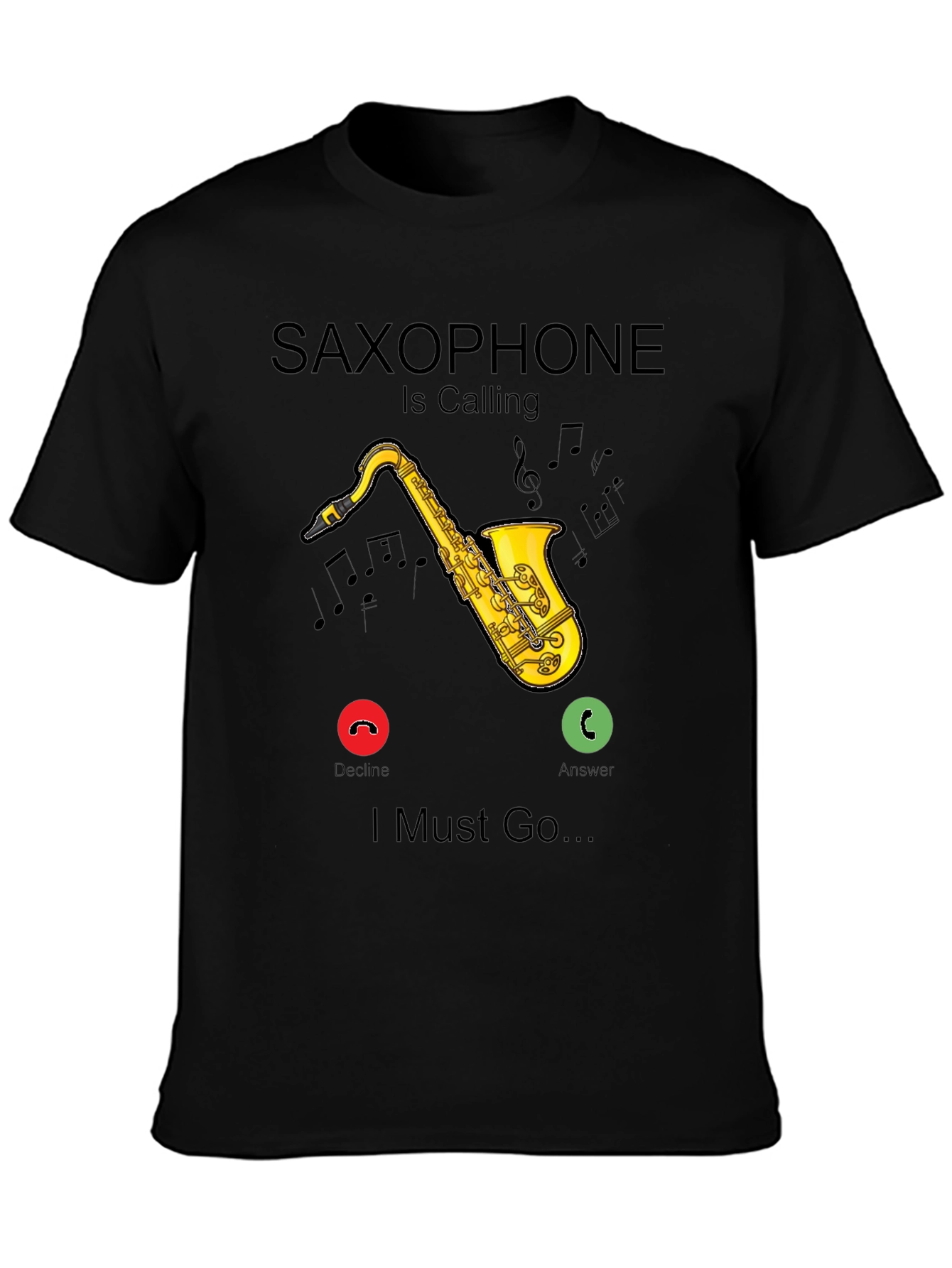 Saxophone Calling Black T-Shirt