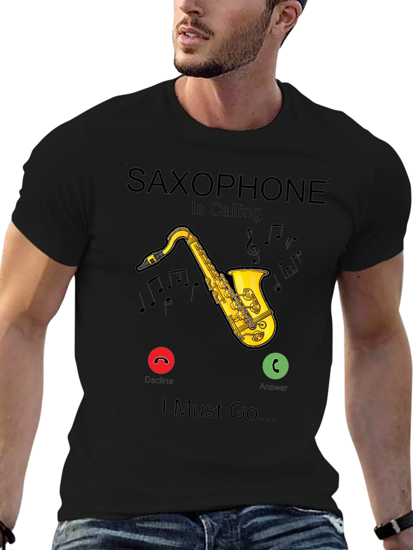 Saxophone Calling Black T-Shirt