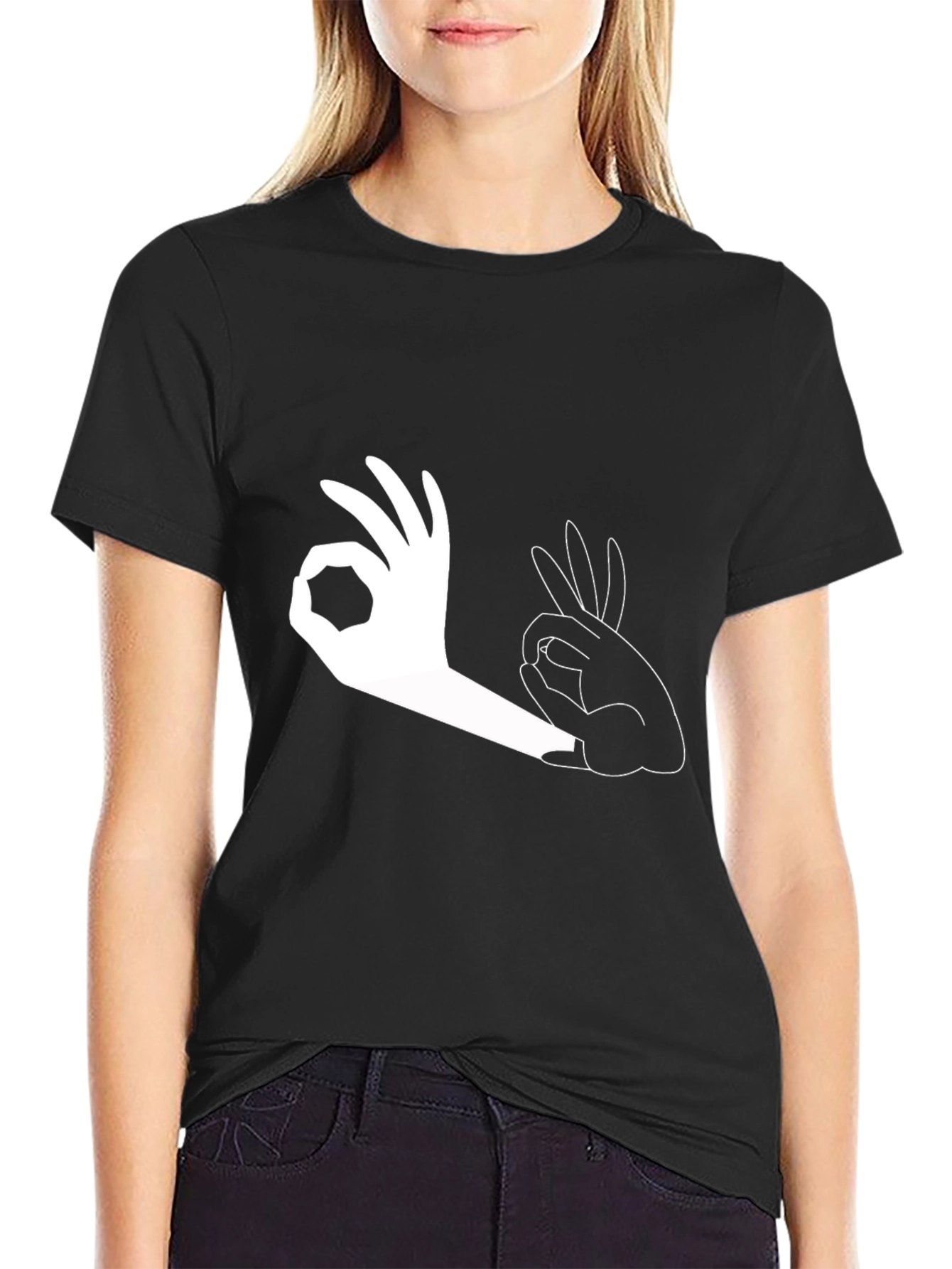 Okay Hand Gesture Graphic Print T-Shirt