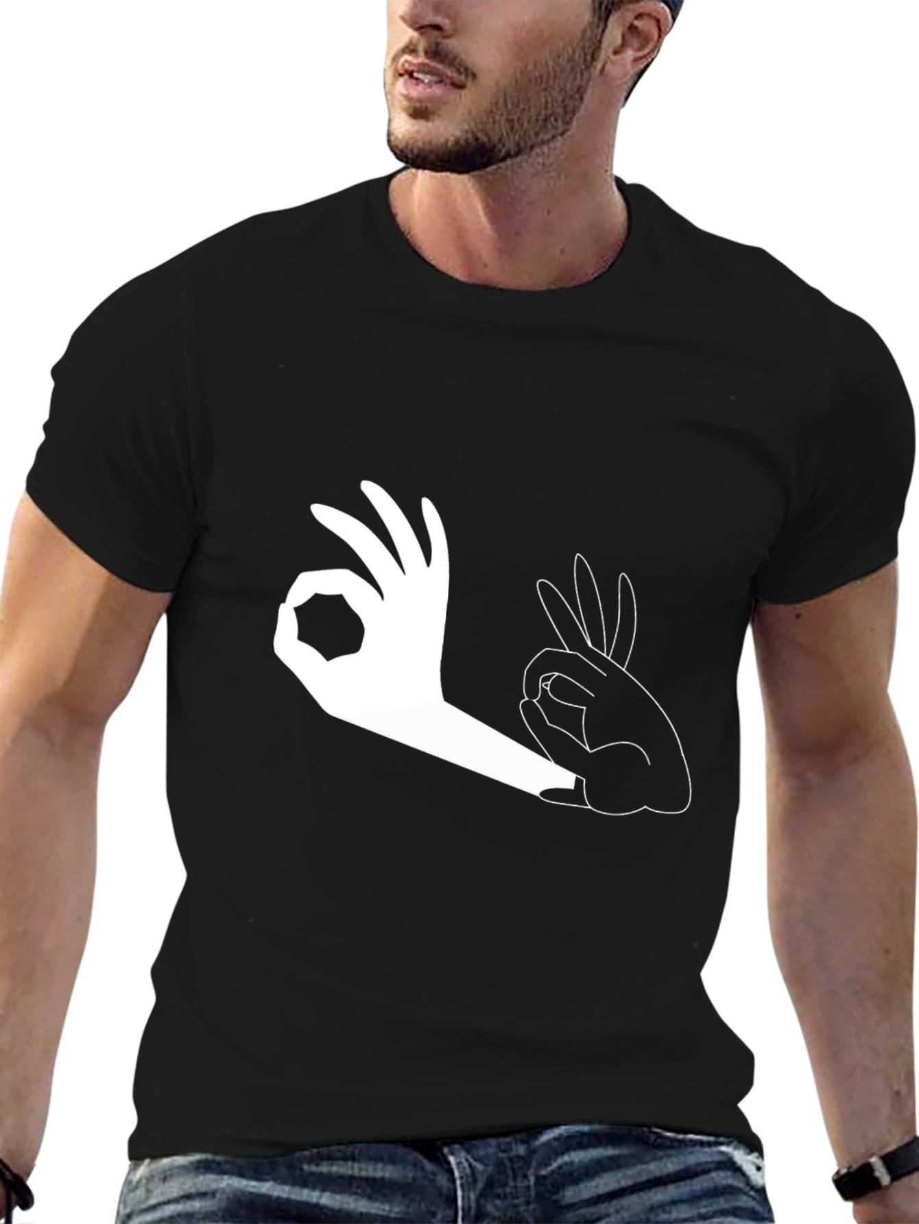 Okay Hand Gesture Graphic Print T-Shirt