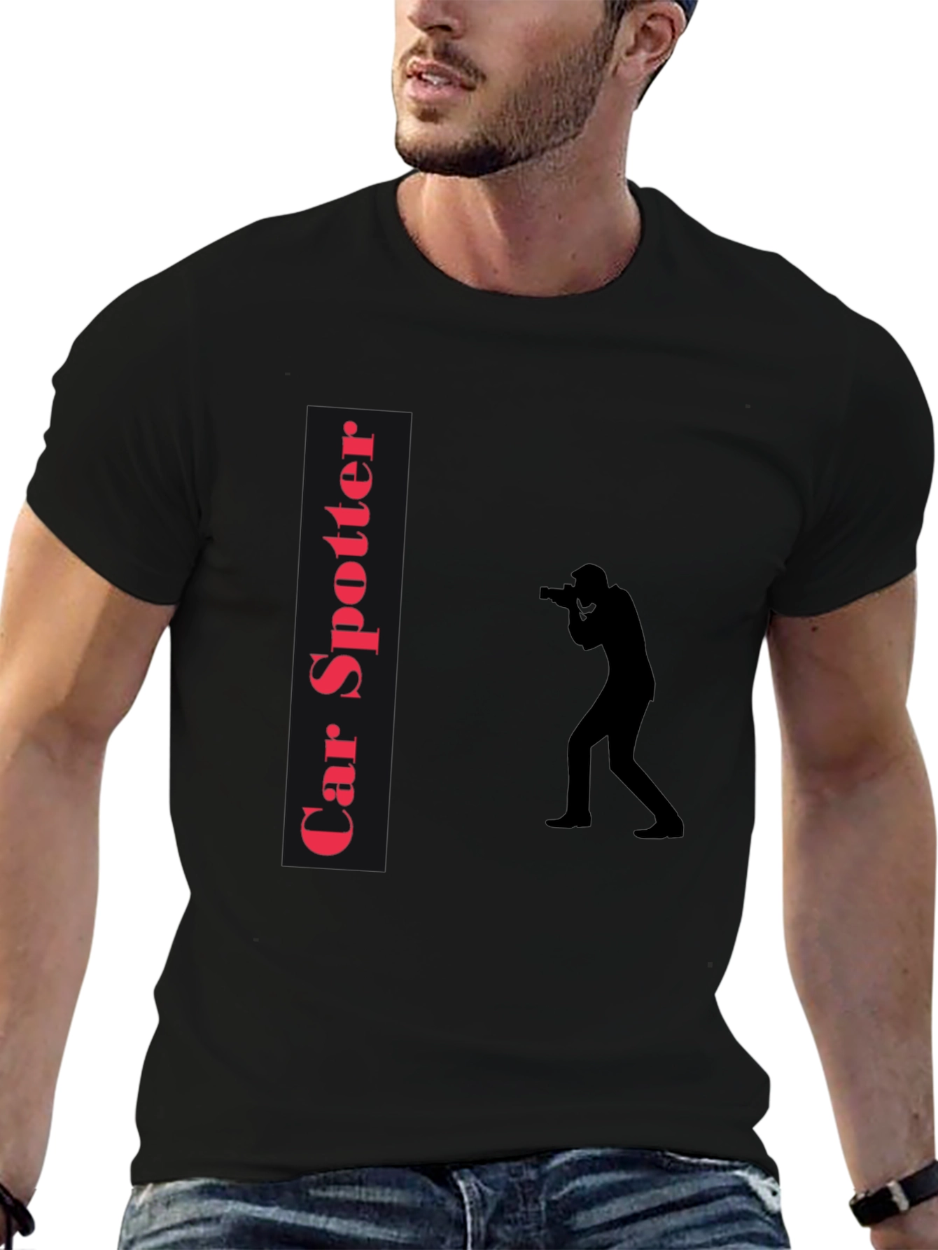Car Spotter T-Shirt - Black Tee with Photographer Design