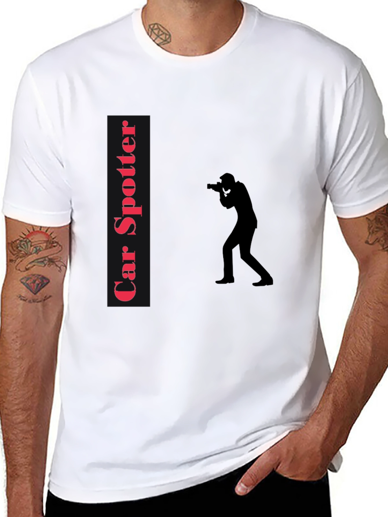Car Spotter T-Shirt - Black Tee with Photographer Design
