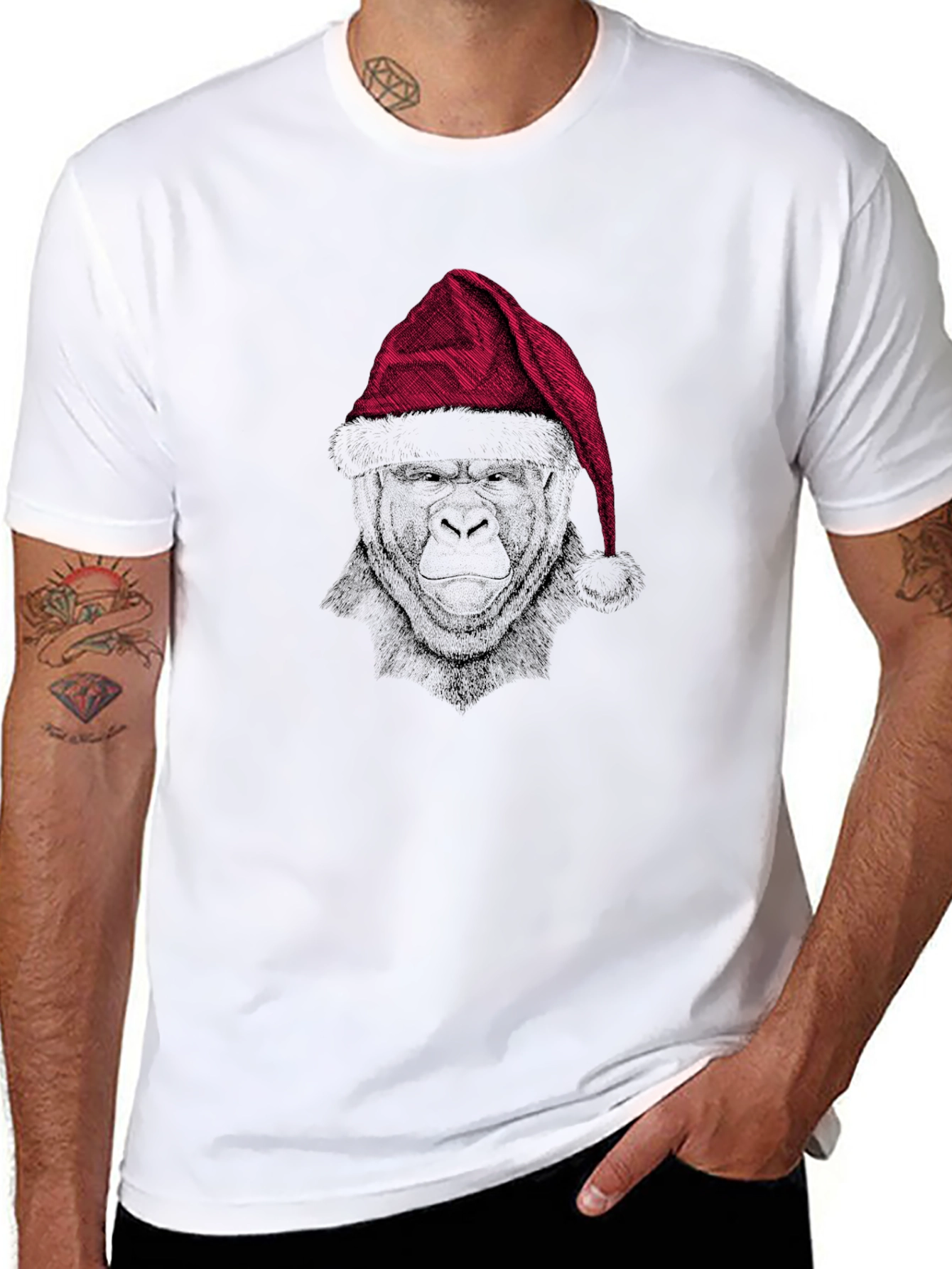 Festive Gorilla Graphic Tee - Black