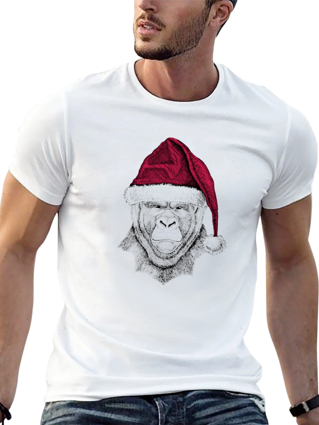 Festive Gorilla Graphic Tee - Black