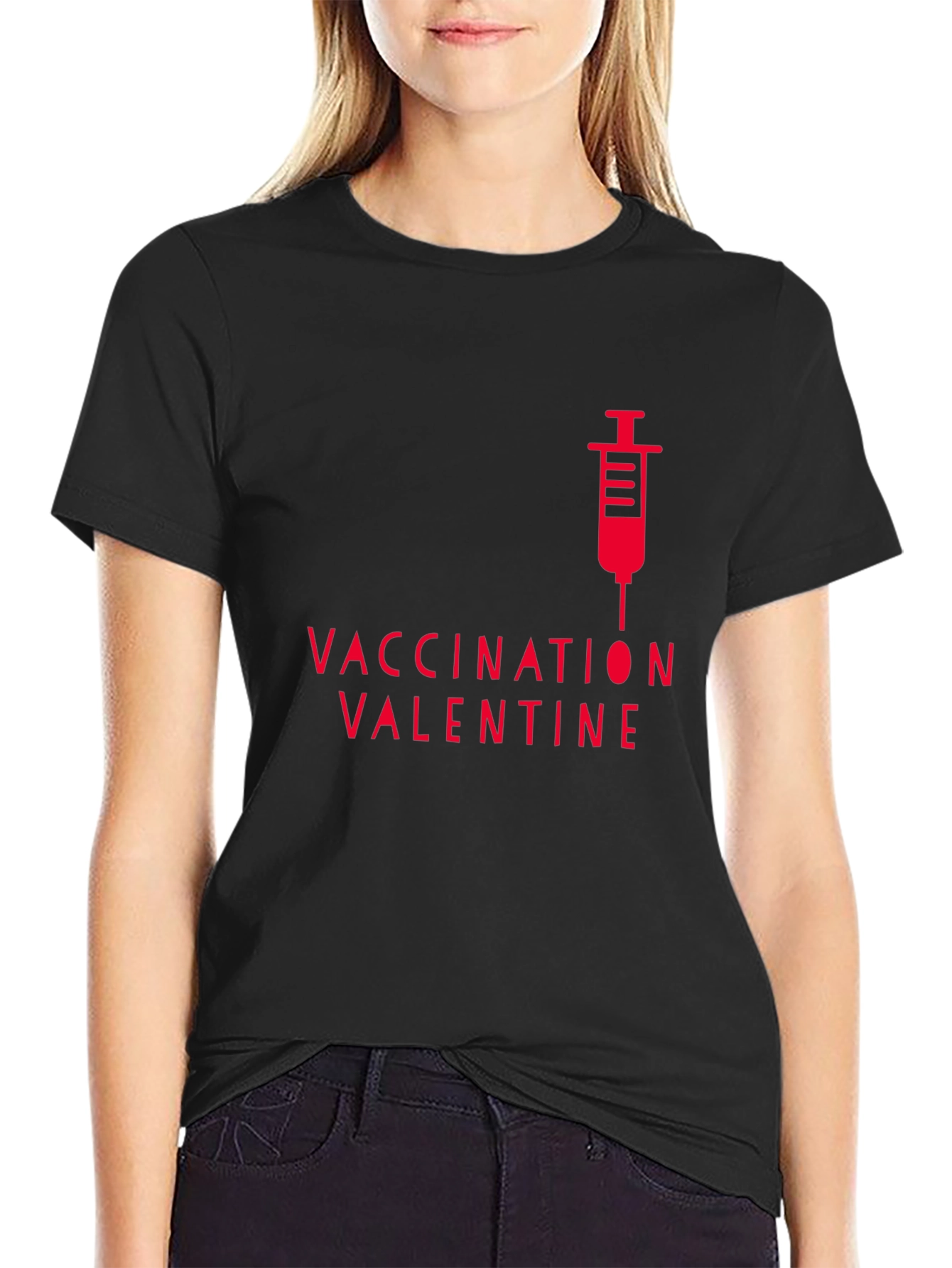 Vaccination Valentine Black T-Shirt