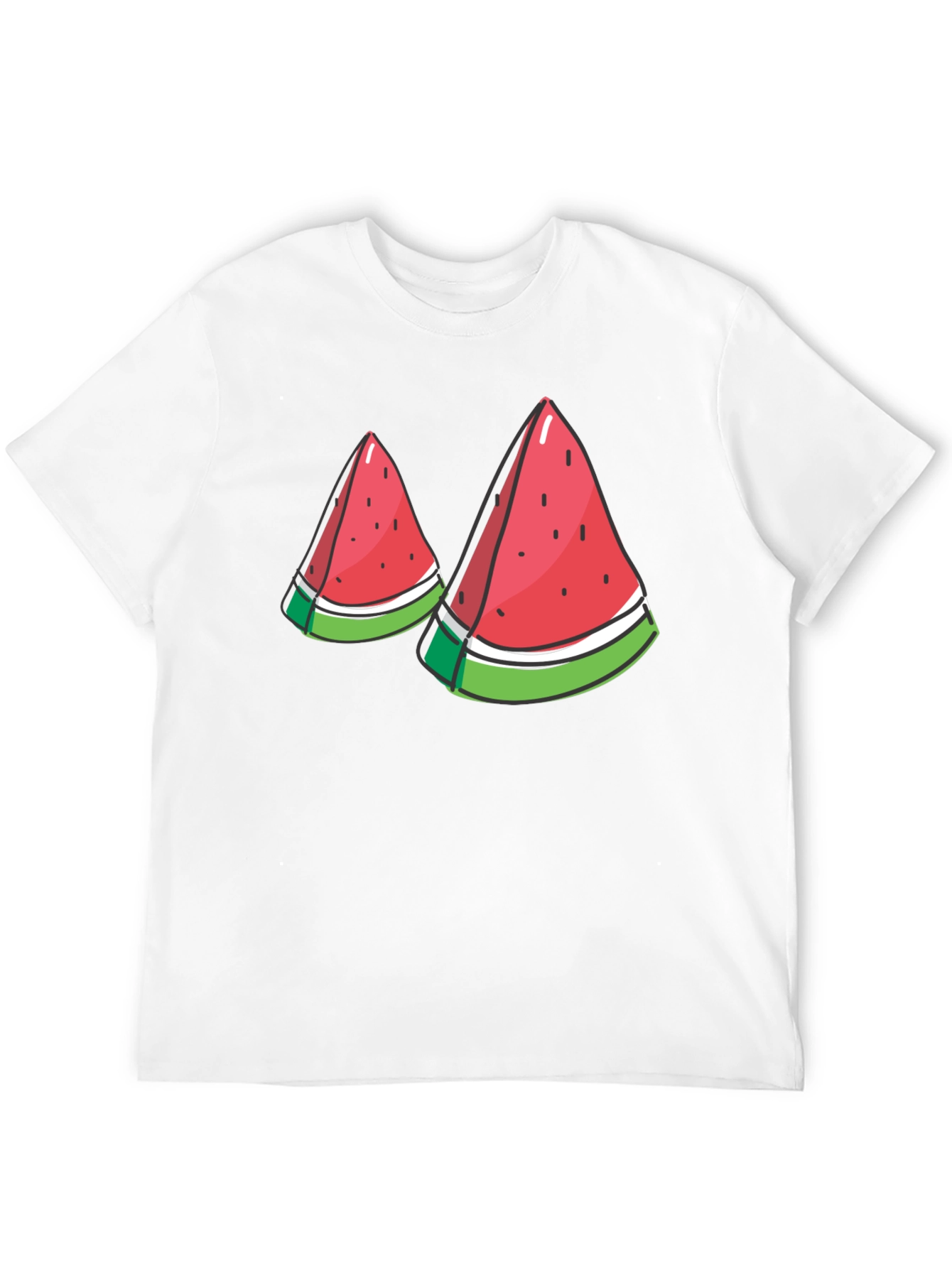 Watermelon Slice Graphic Tee - Black Cotton T-Shirt