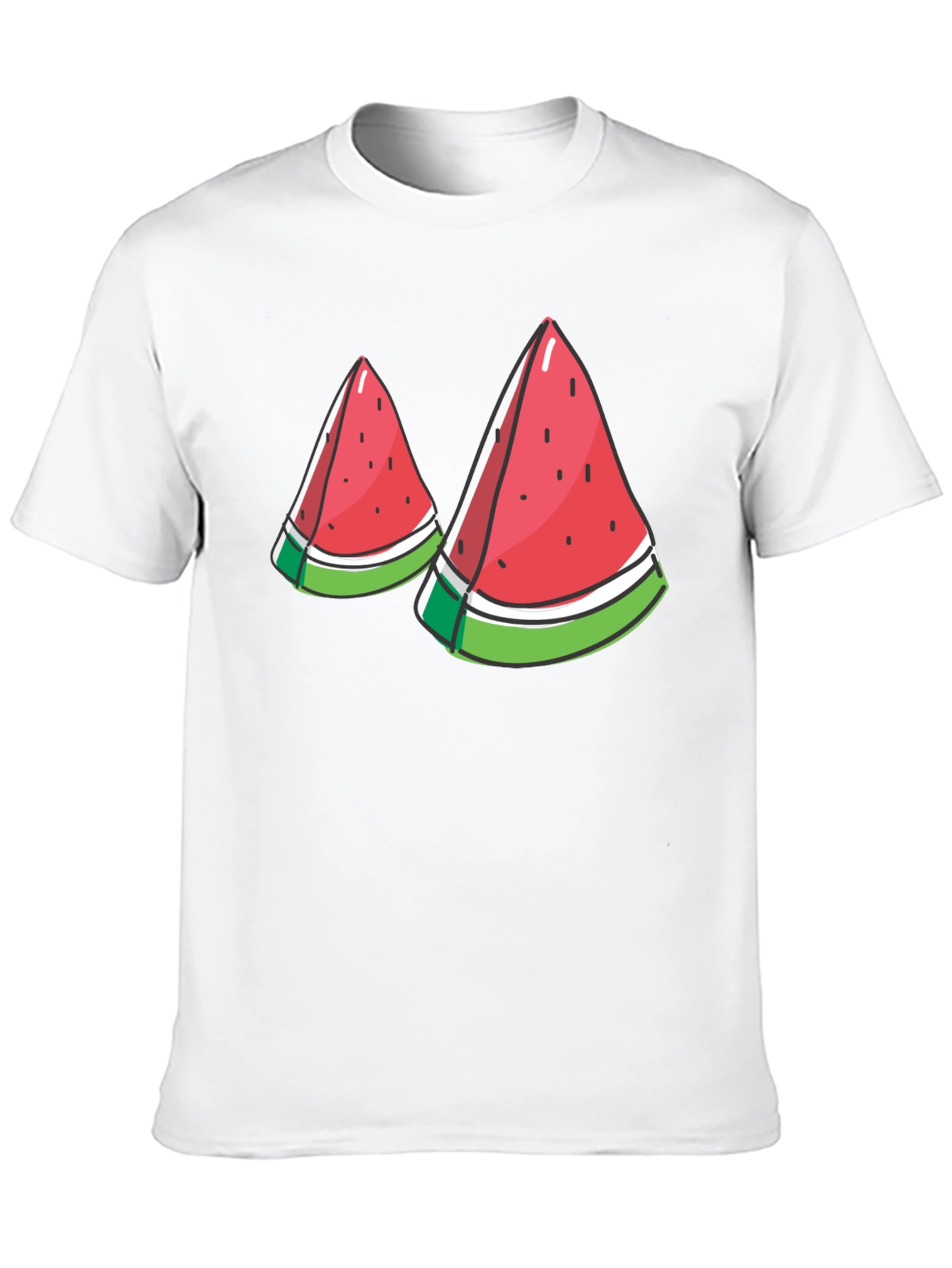 Watermelon Slice Graphic Tee - Black Cotton T-Shirt