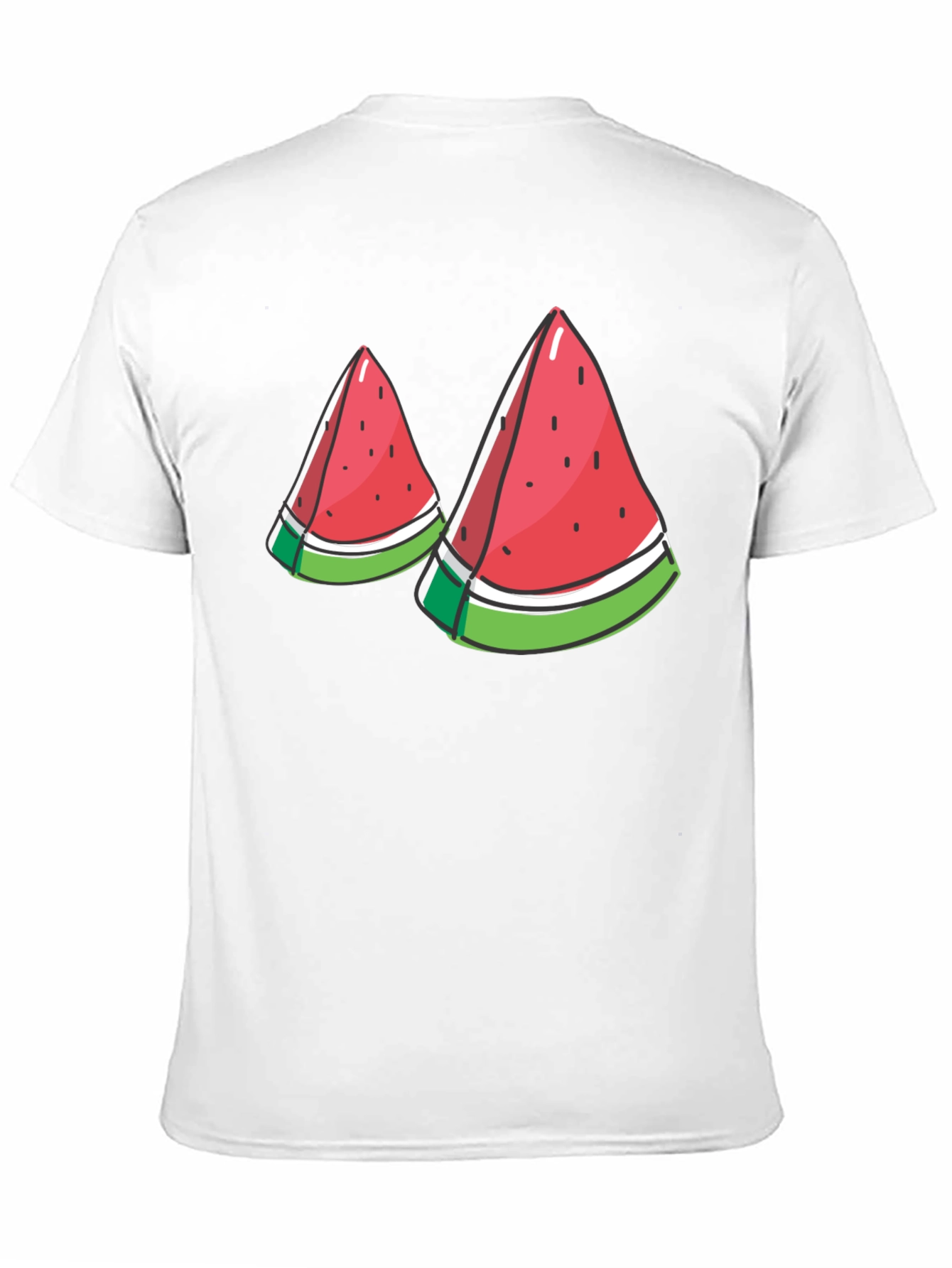 Watermelon Slice Graphic Tee - Black Cotton T-Shirt