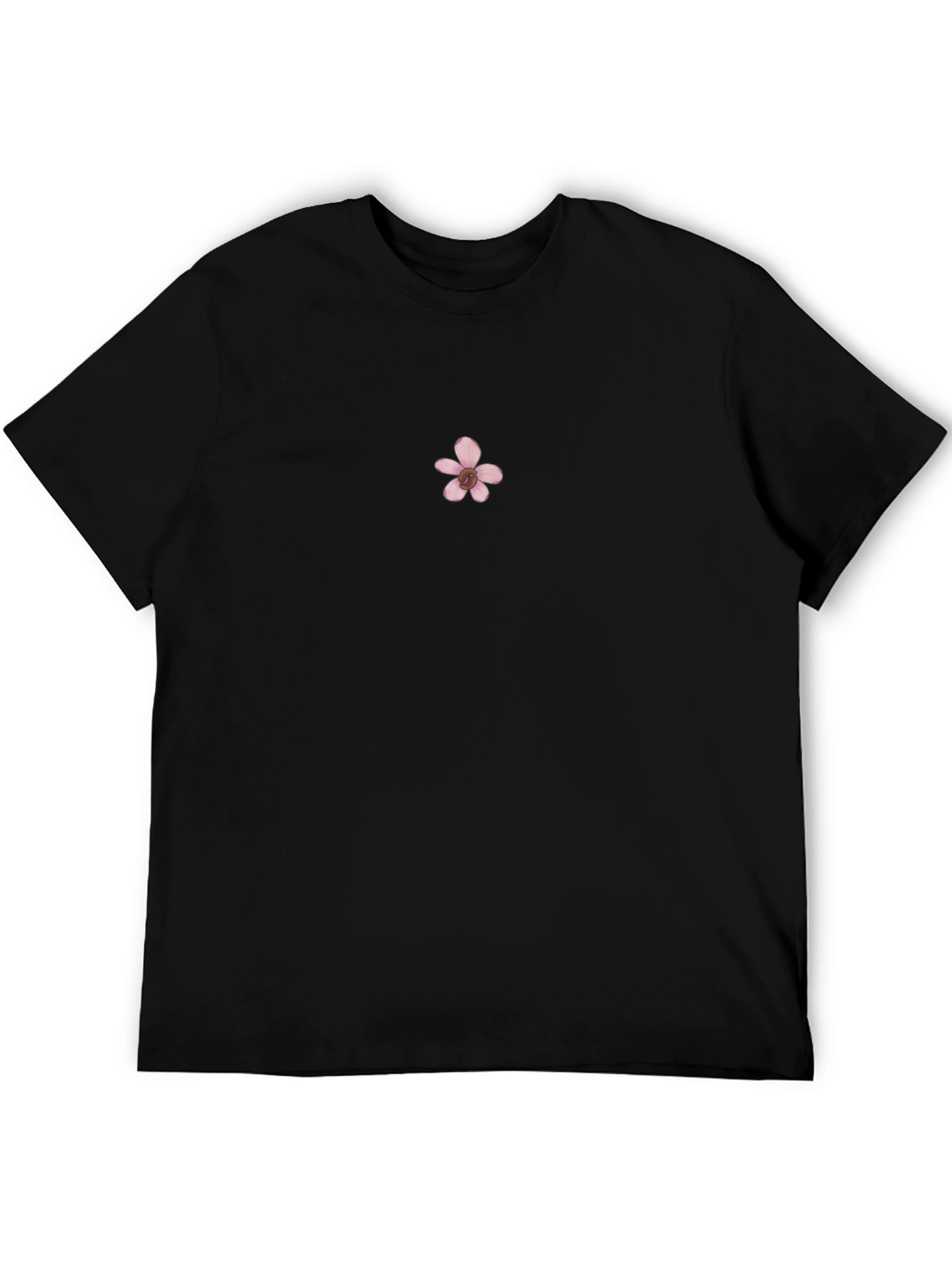 Mens Black Tee with Pink Flower