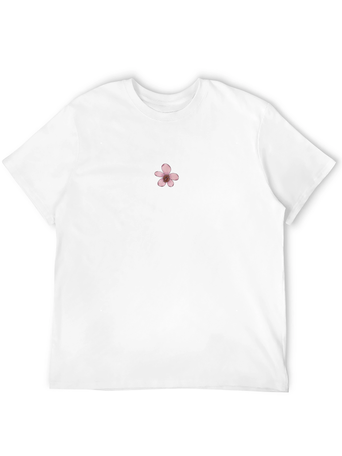 Mens Black Tee with Pink Flower