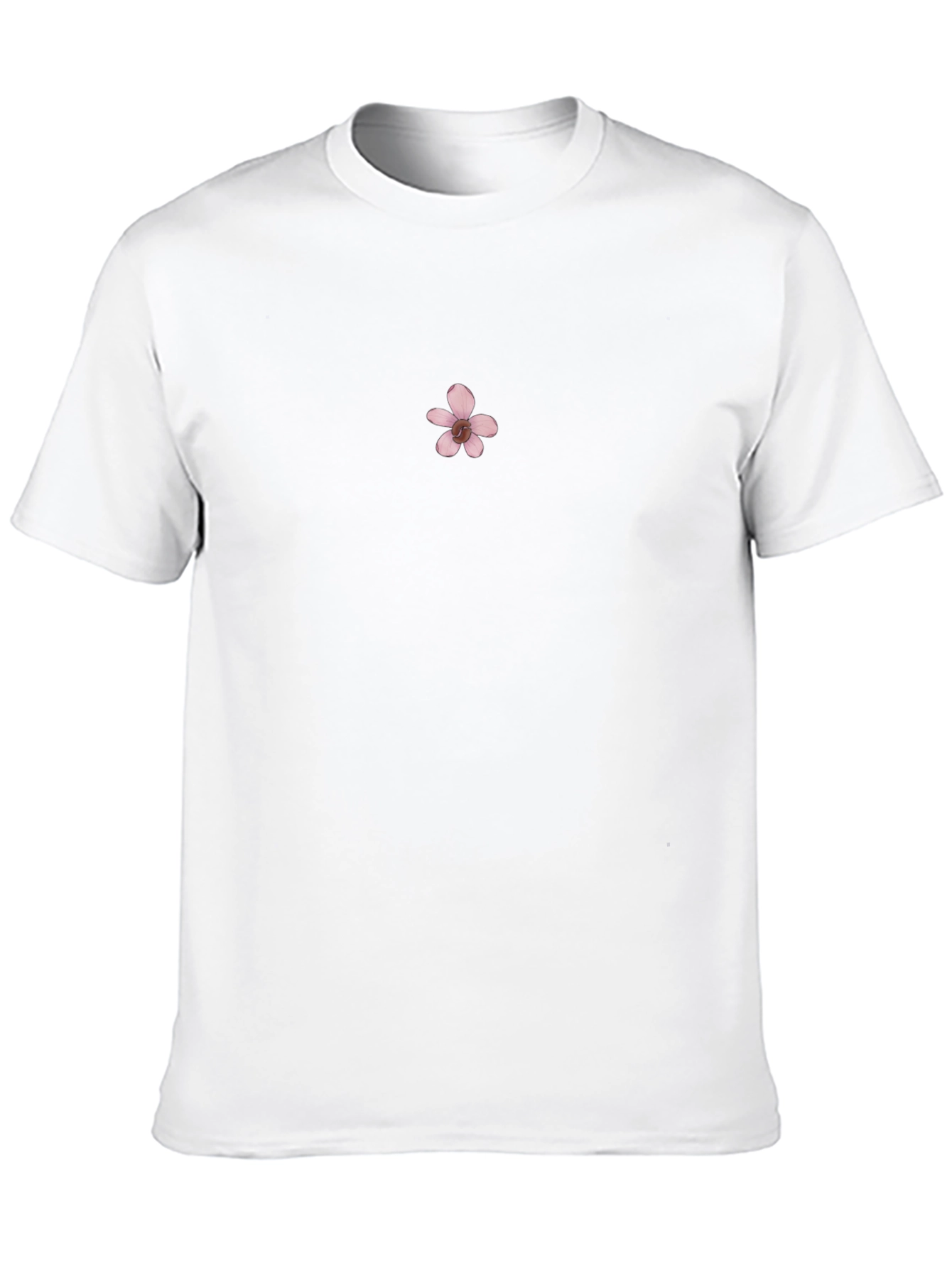 Mens Black Tee with Pink Flower