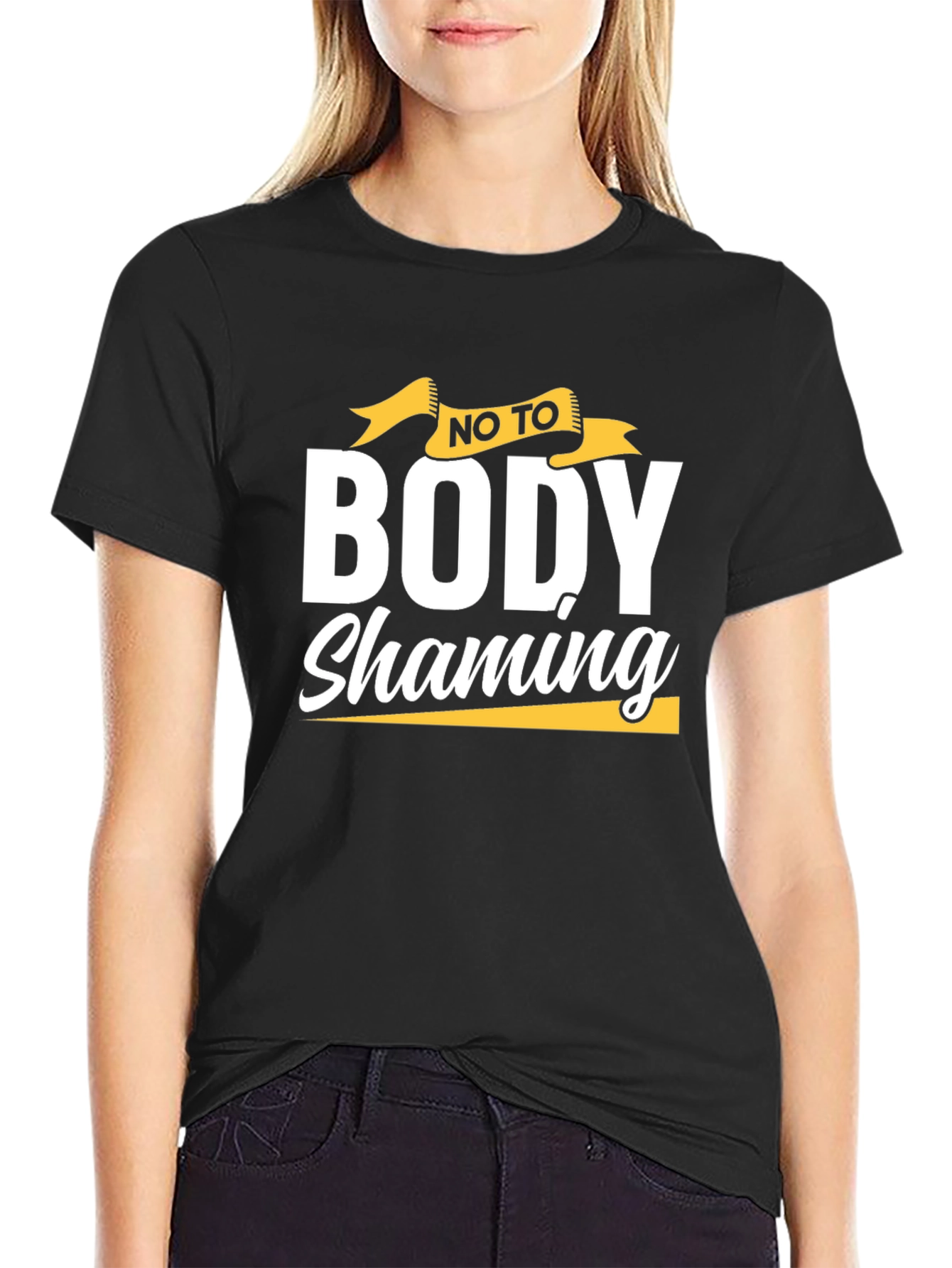 Body Shaming Awareness T-Shirt - Black Cotton