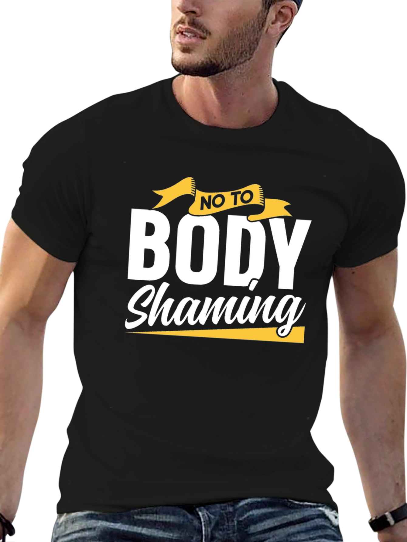 Body Shaming Awareness T-Shirt - Black Cotton