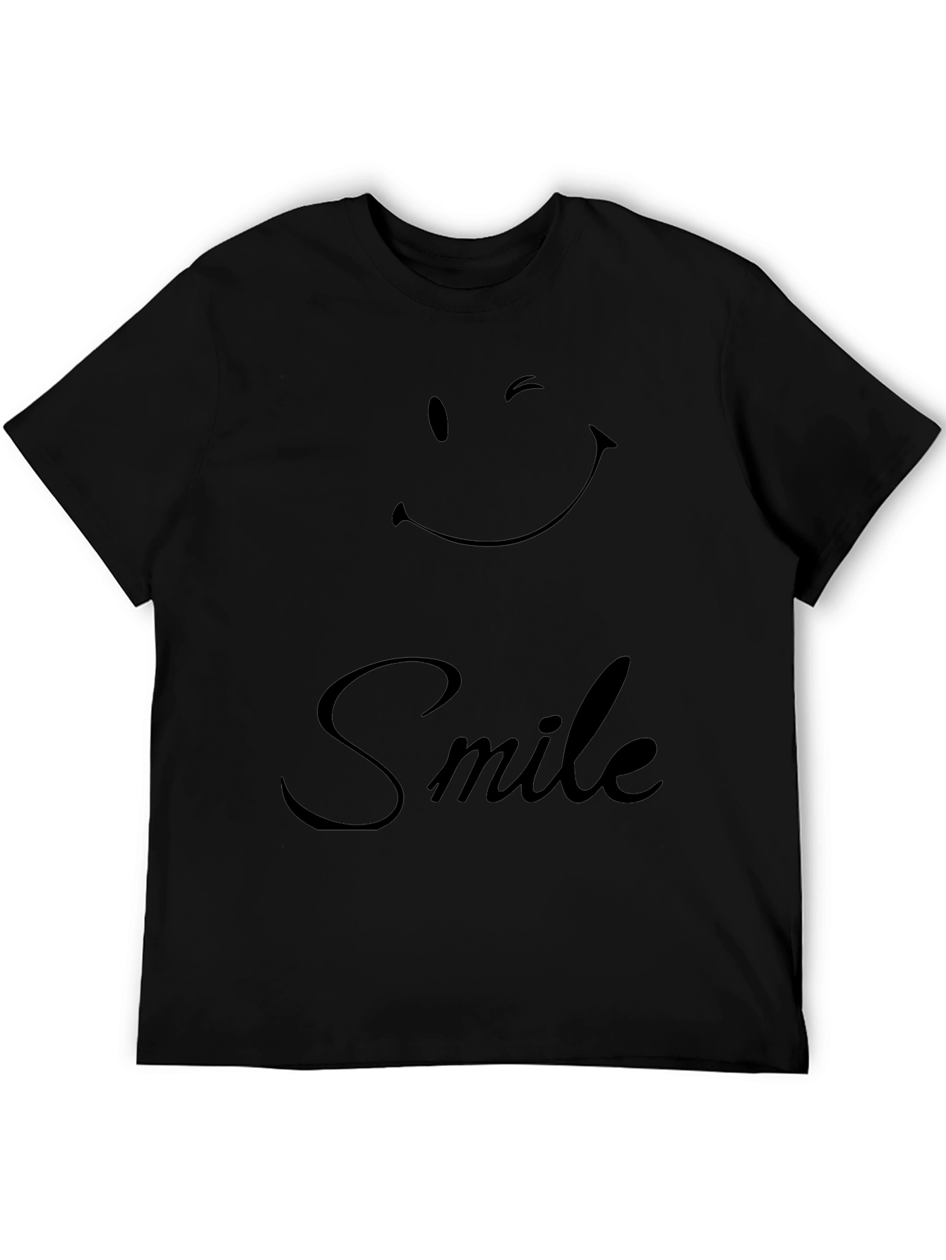 Winking Smile Graphic Tee - Casual Black T-Shirt