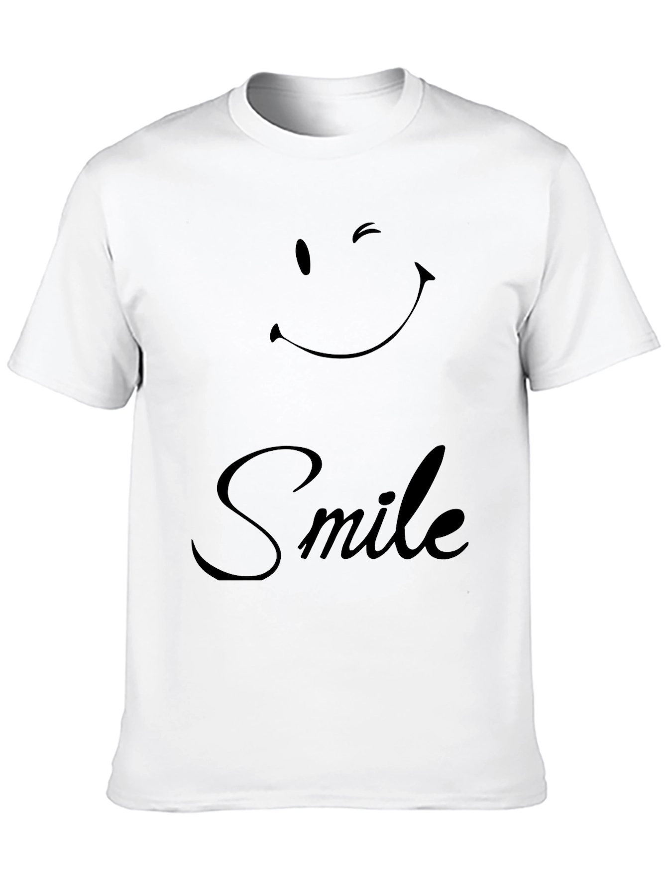 Winking Smile Graphic Tee - Casual Black T-Shirt
