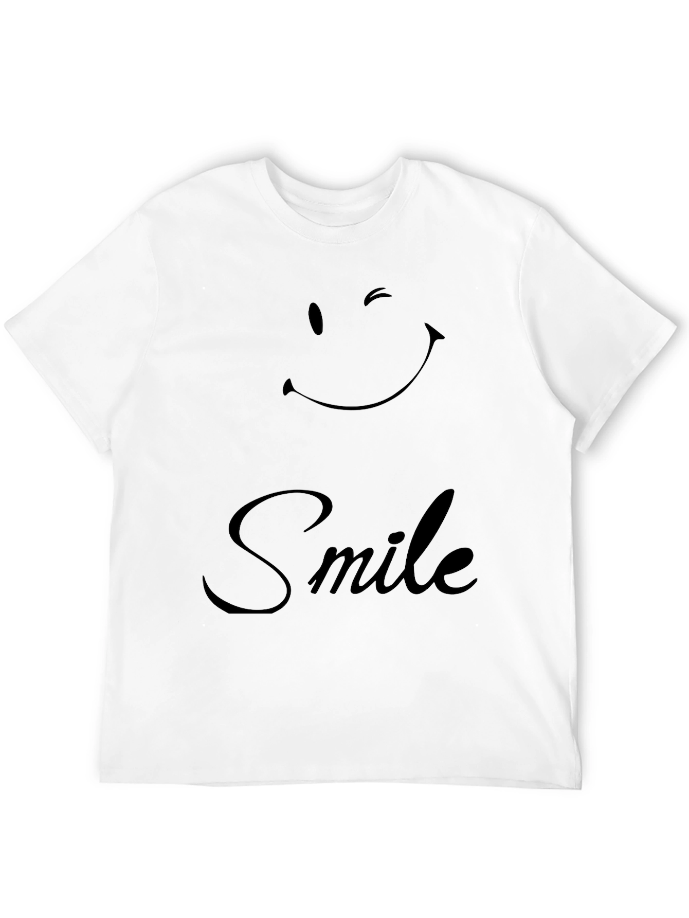 Winking Smile Graphic Tee - Casual Black T-Shirt