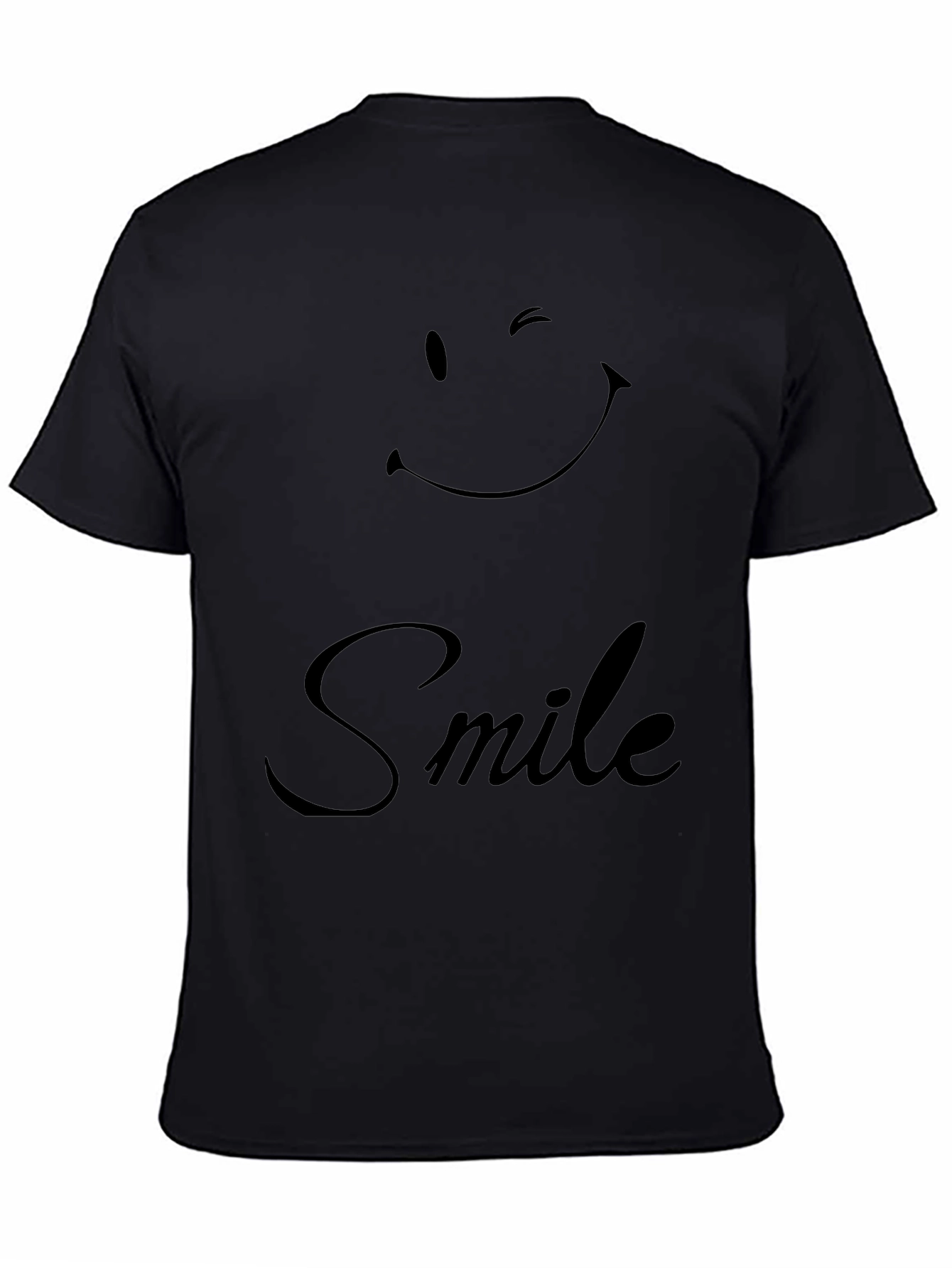 Winking Smile Graphic Tee - Casual Black T-Shirt