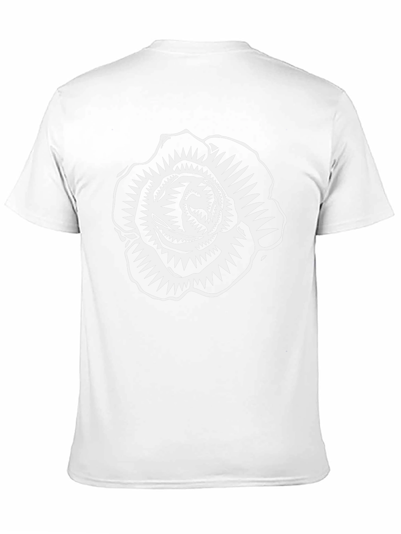 Black T-Shirt with White Rose Graphic