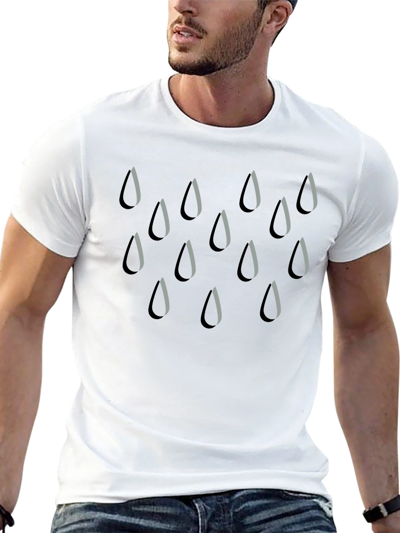 Rain Drop Graphic Tee - Stylish Mens Black T-Shirt