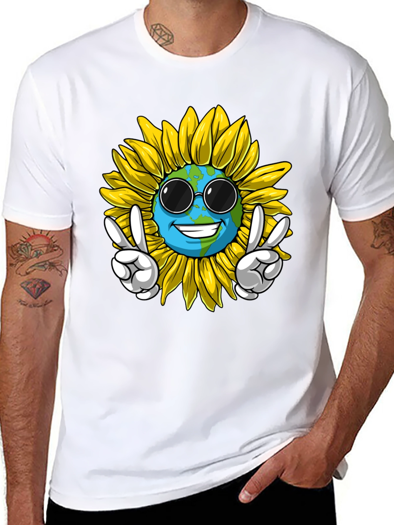 Peace Earth Sunflower Graphic Tee
