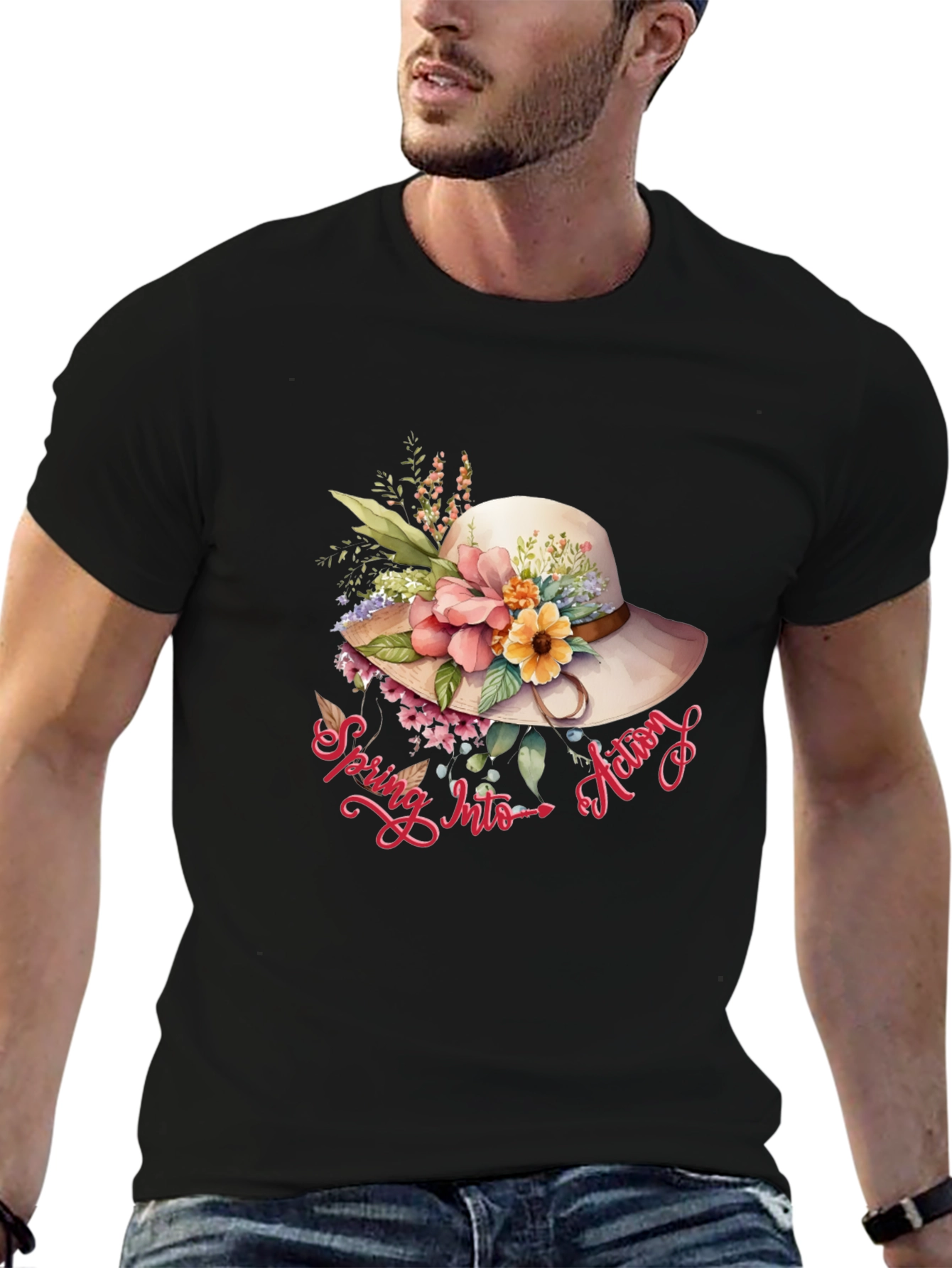 Floral Hat Spring Into Action Tee