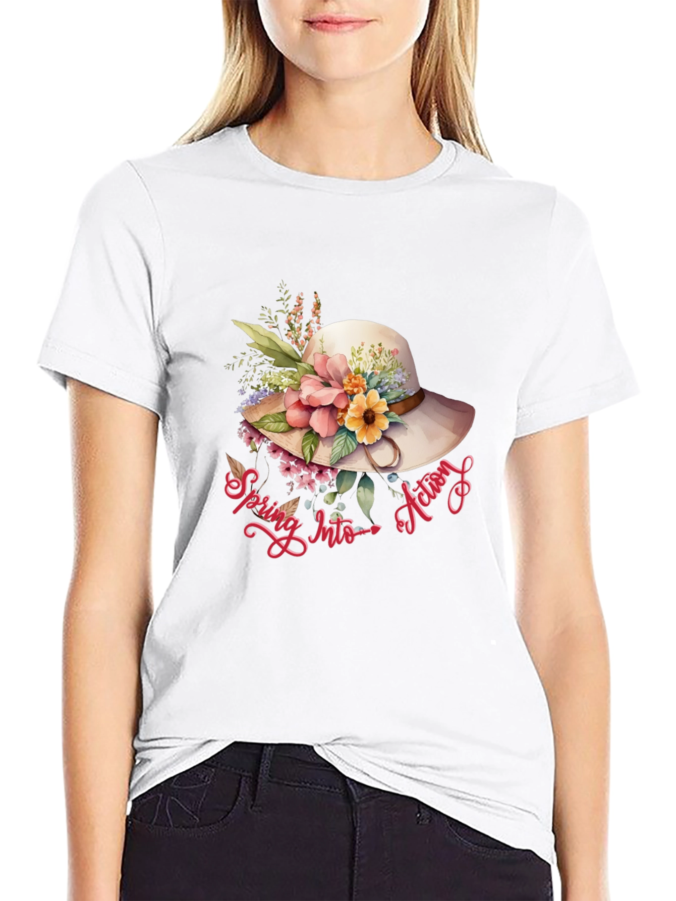Floral Hat Spring Into Action Tee