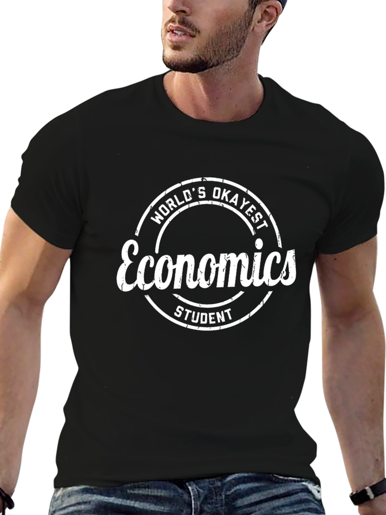 Worlds Okayest Economics Student Black T-Shirt