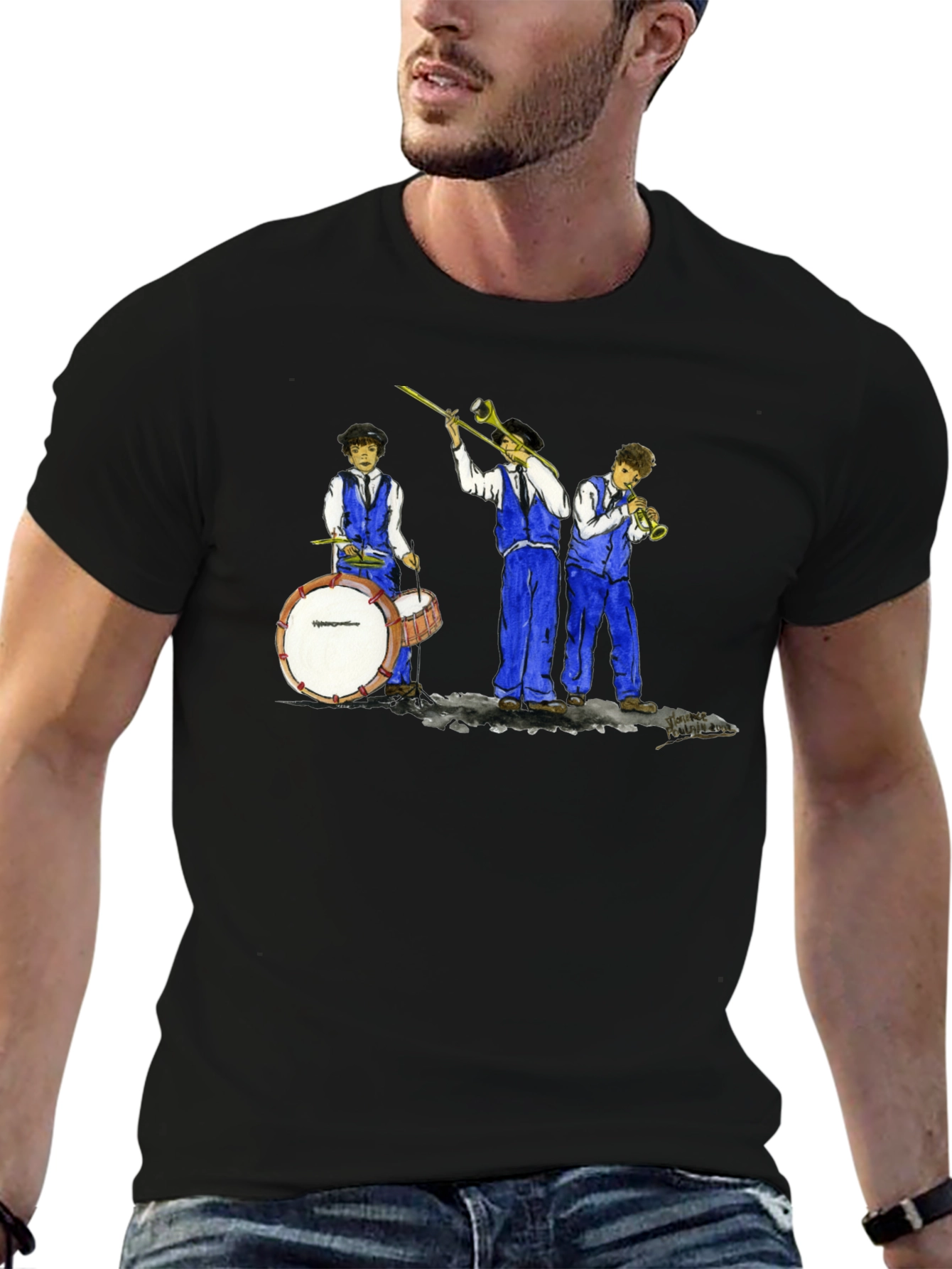 Cool Jazz Band Graphic Black T-Shirt
