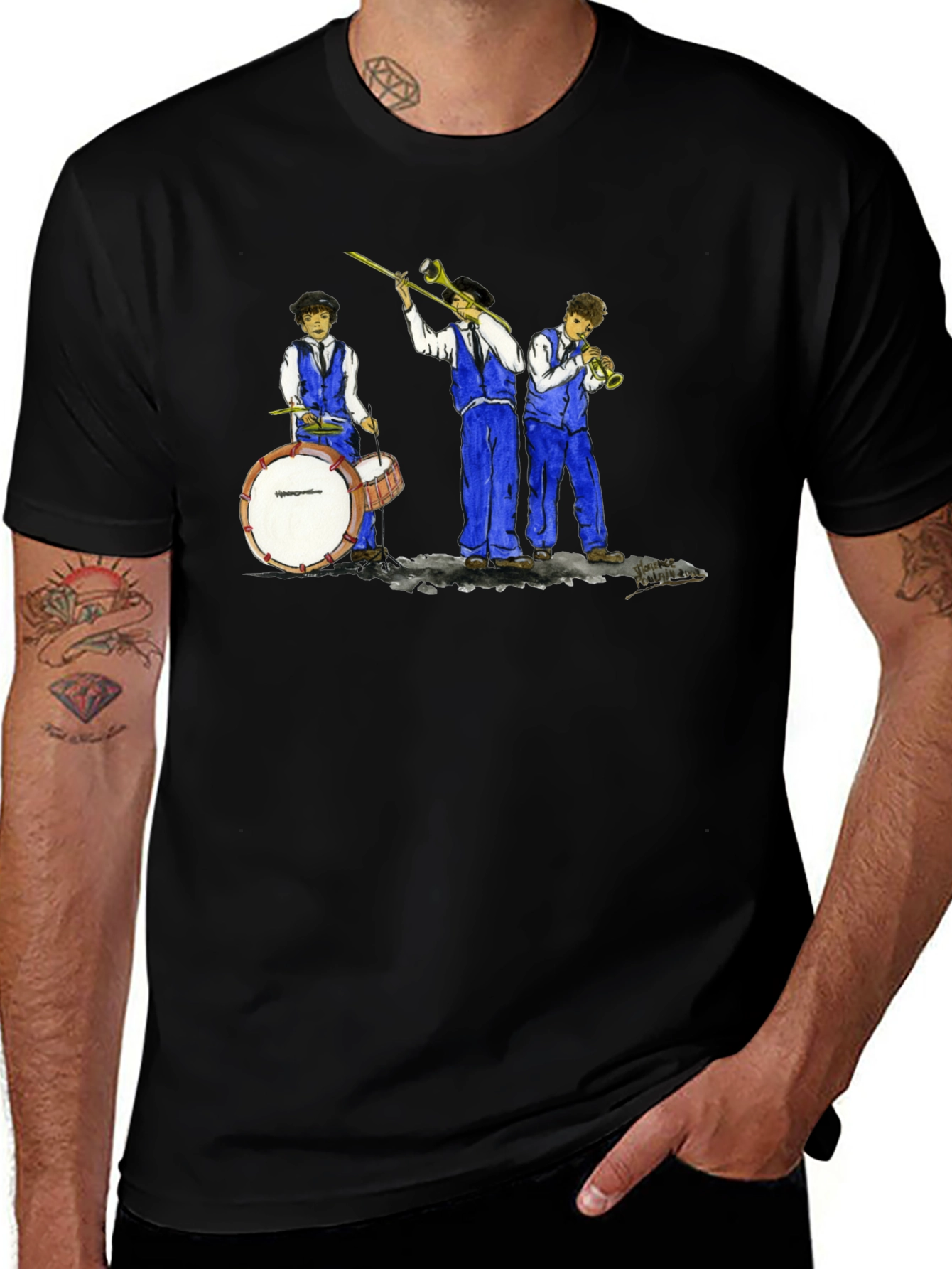 Cool Jazz Band Graphic Black T-Shirt