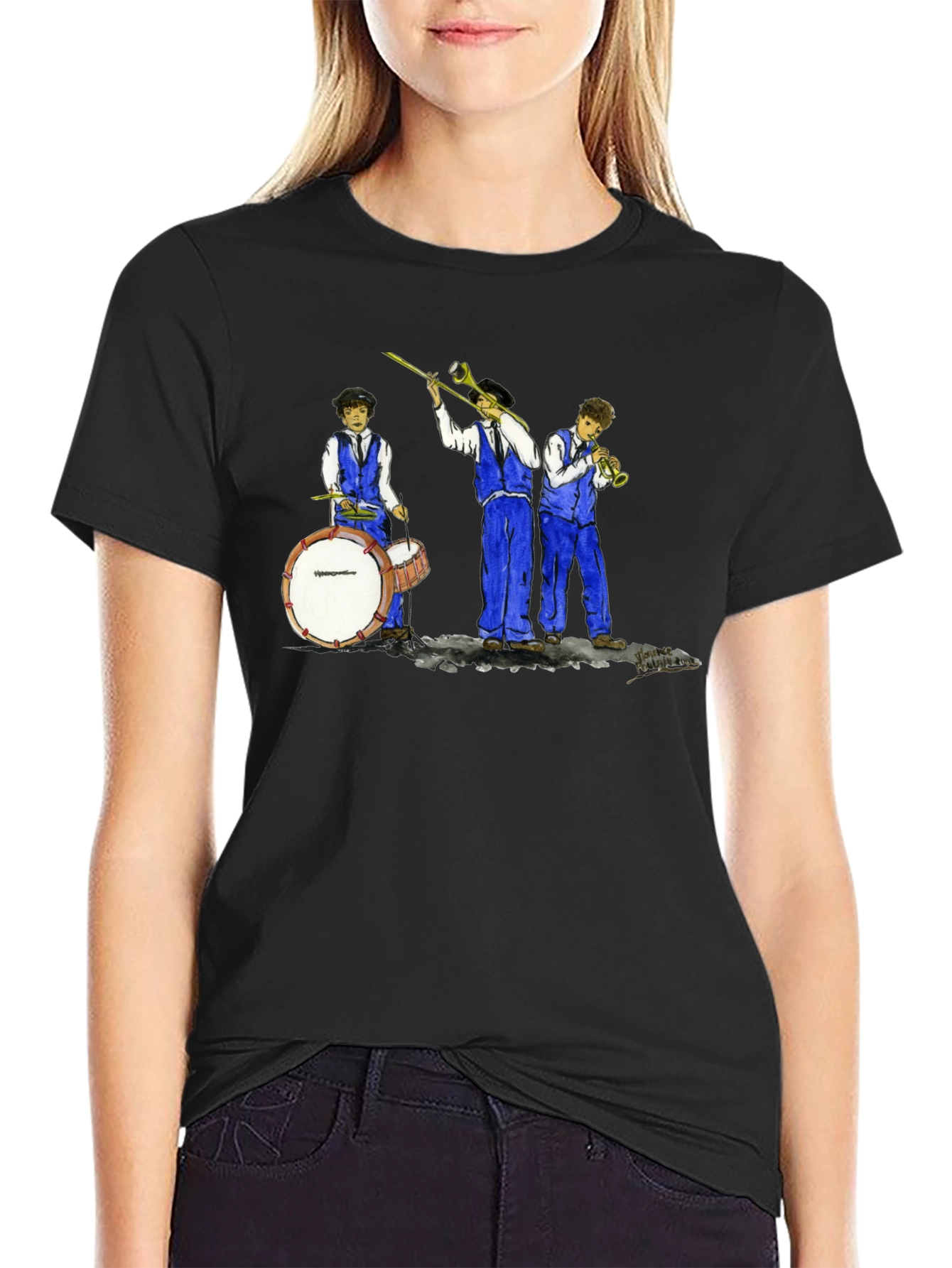 Cool Jazz Band Graphic Black T-Shirt