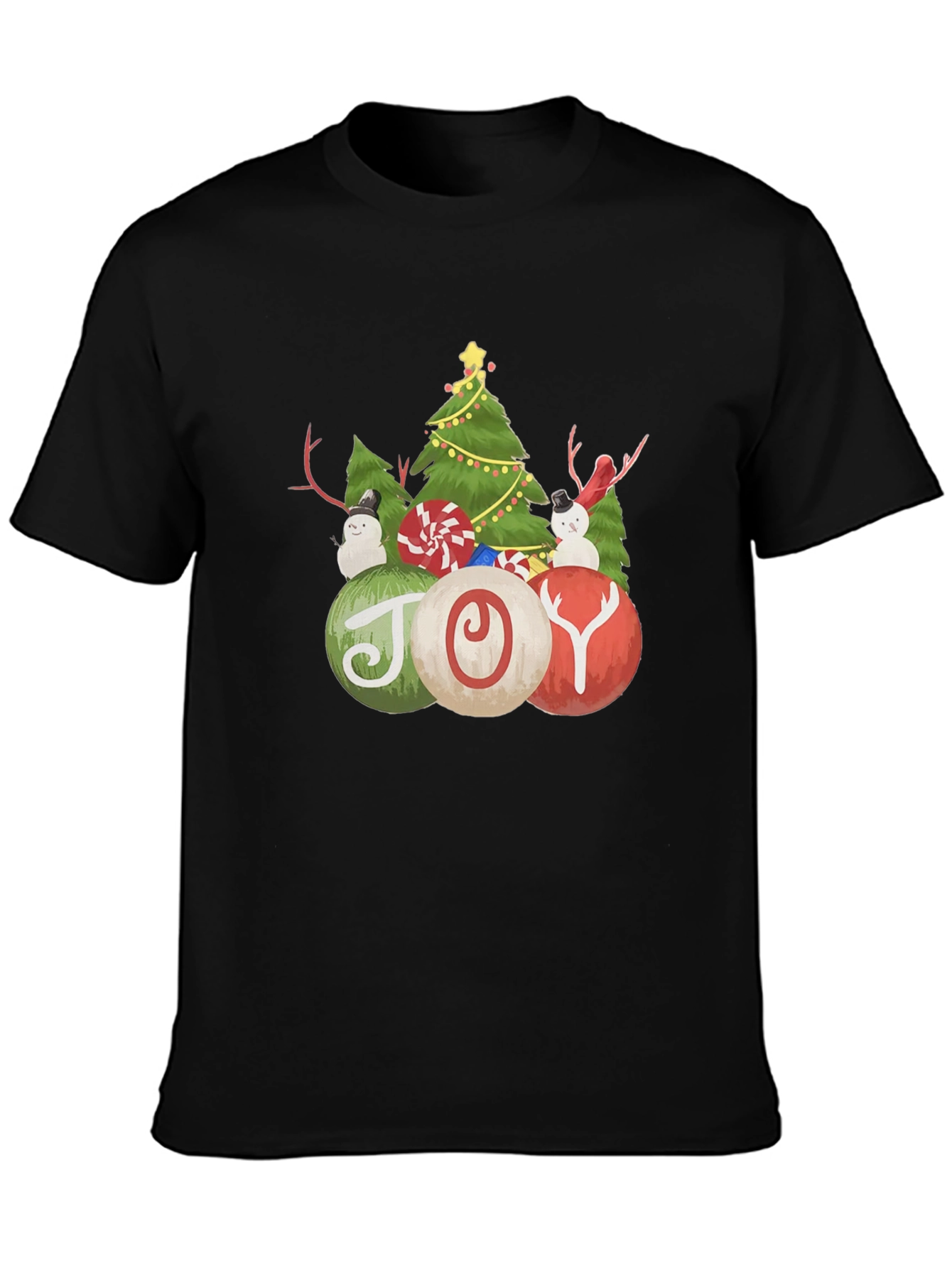 Christmas Joy T-Shirt with Tree and Snowman