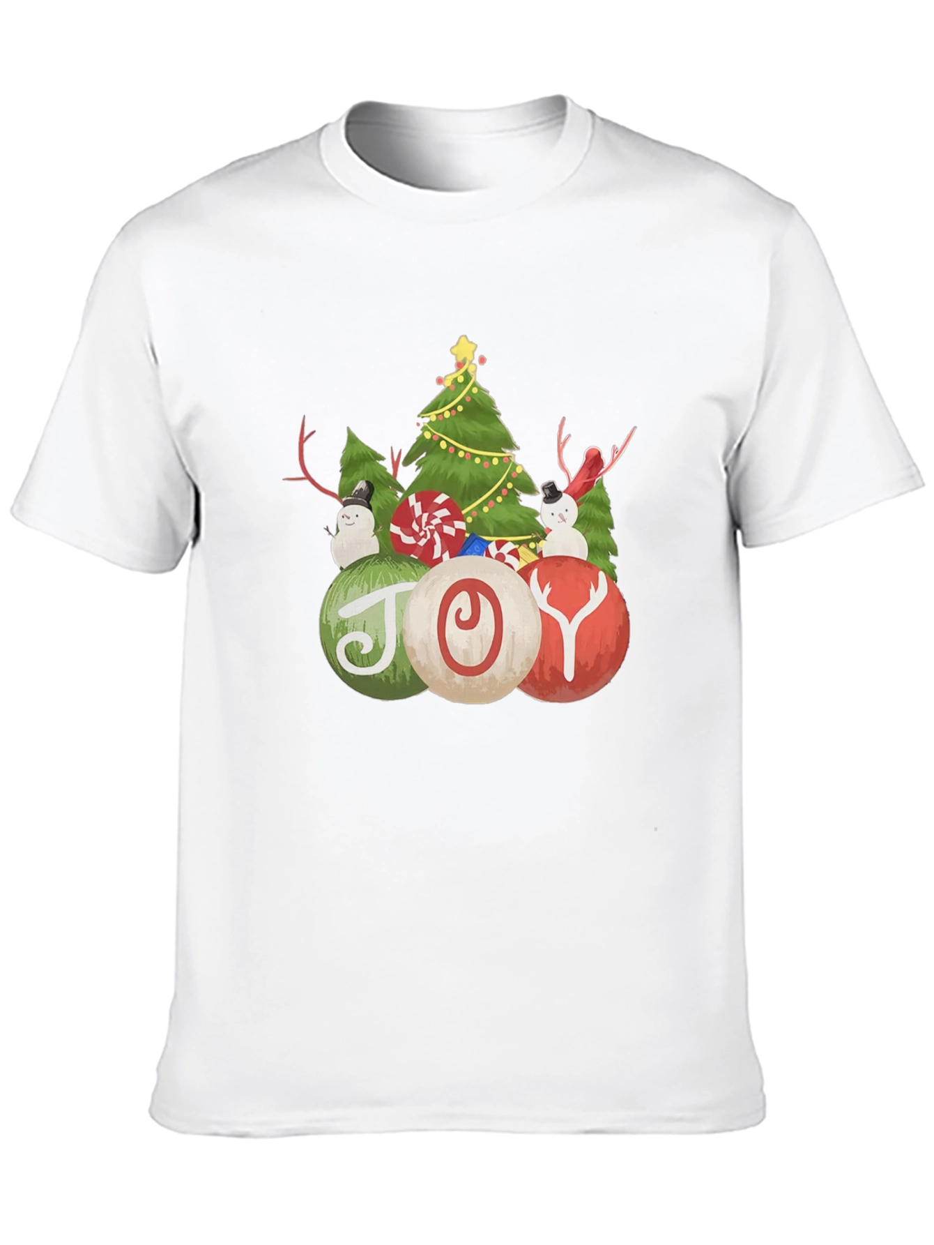 Christmas Joy T-Shirt with Tree and Snowman