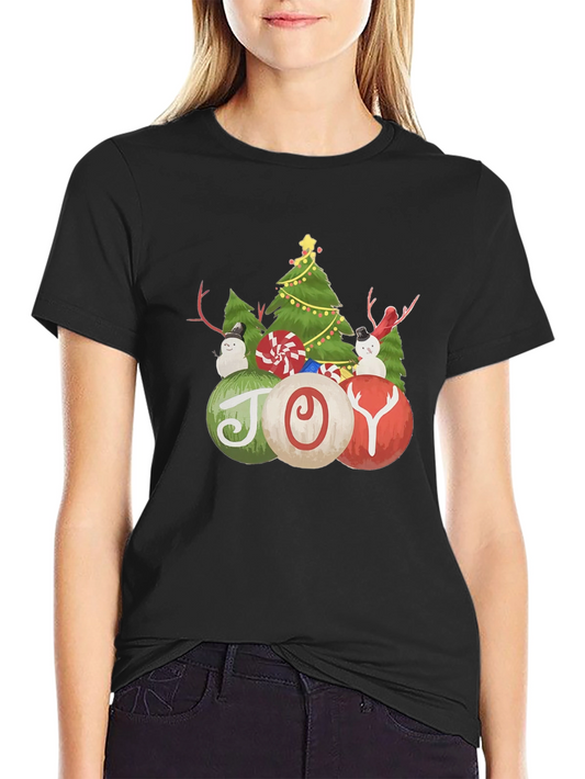 Christmas Joy T-Shirt with Tree and Snowman